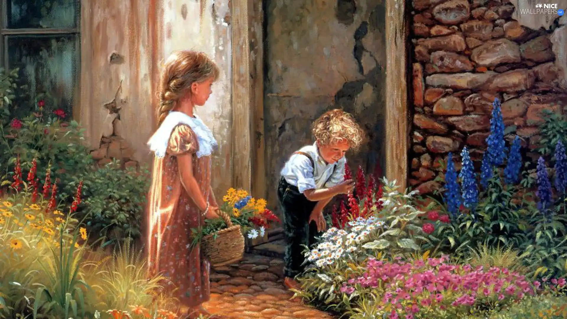 girl, Flowers, Donald Zolan, boy