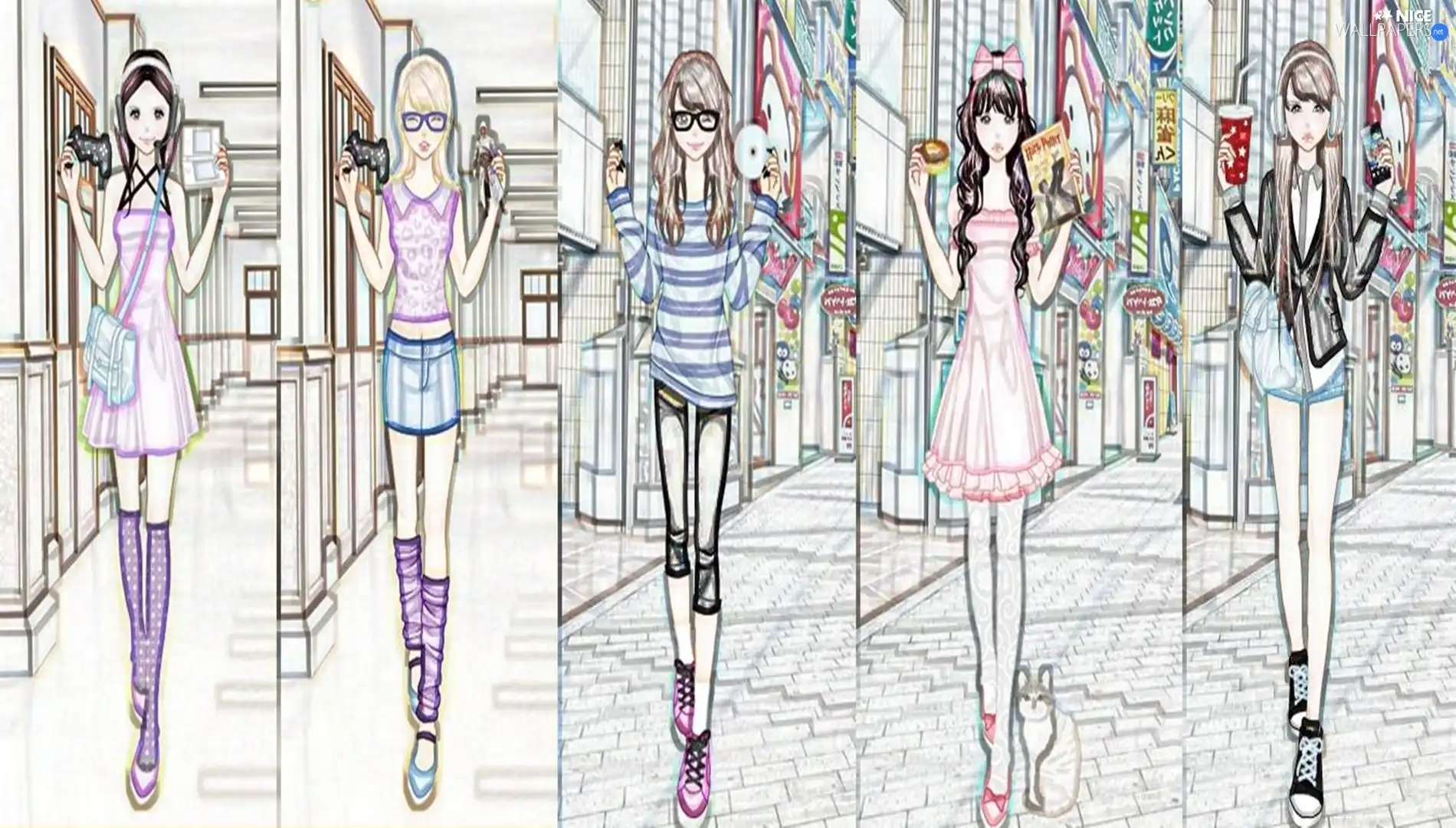 Girls, graphics, Draft, dressup