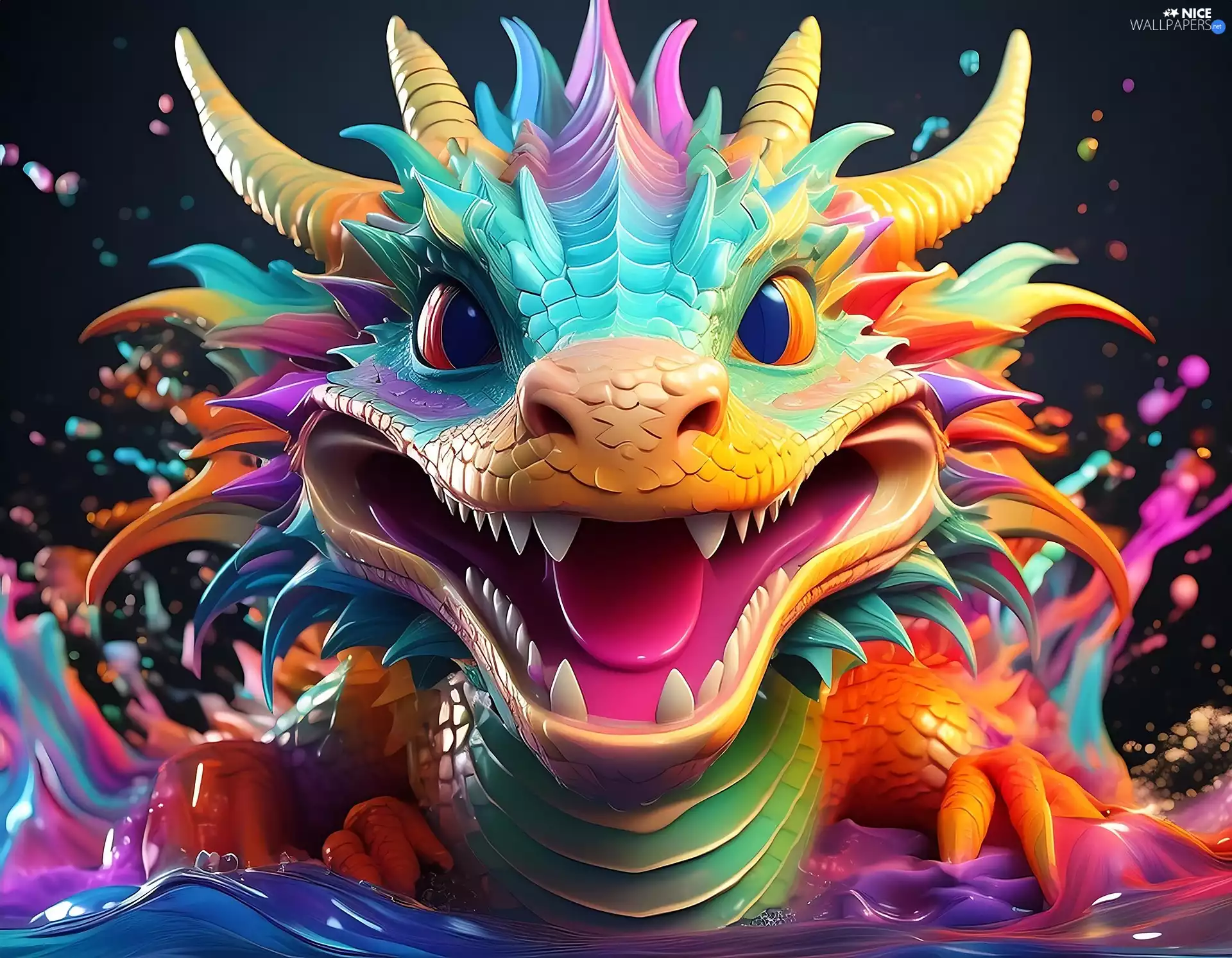 smiling, Head, fantasy, Dragon