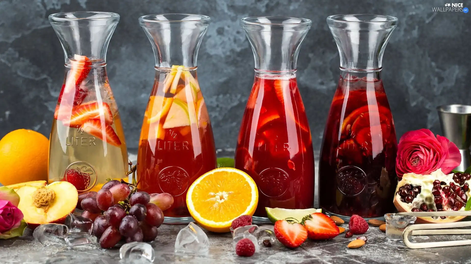 composition, Fruits, Bottles, drinks