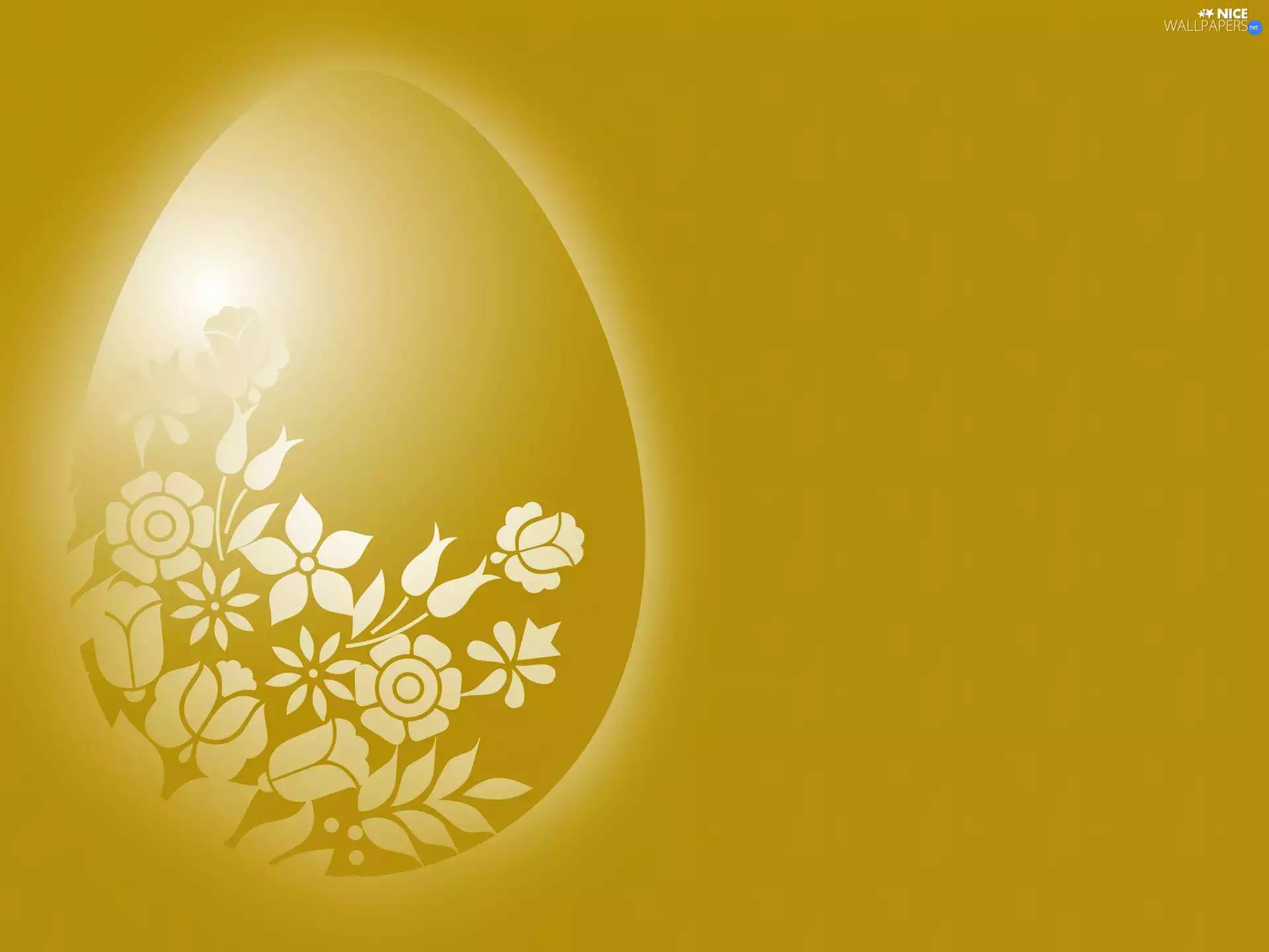 Flowers, Easter, egg, White, Yellow