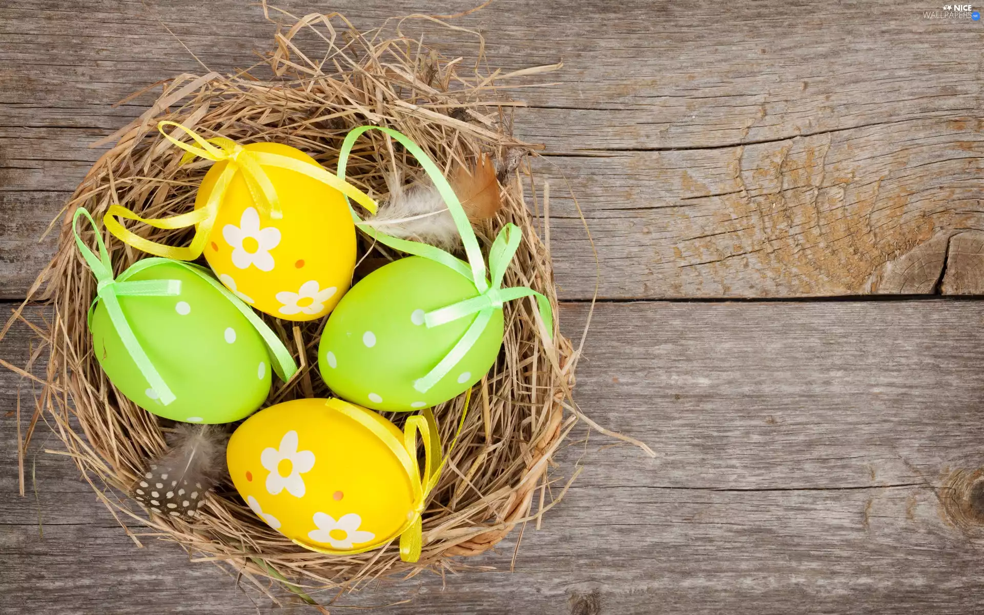green ones, Easter, eggs, boarding, Yellow, basket