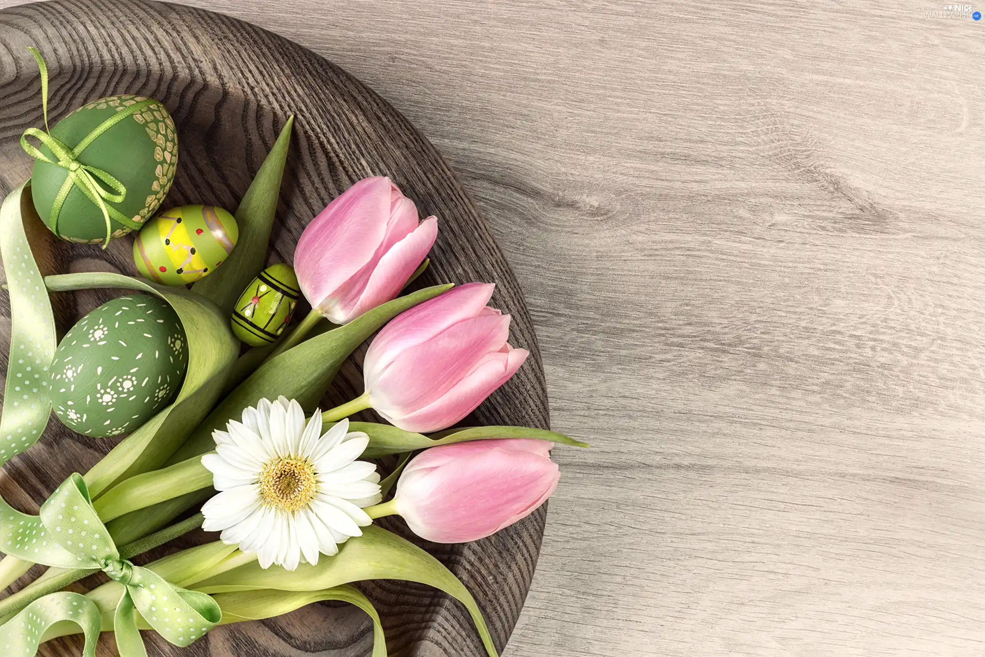 eggs, Gerbera, decoration, Tulips, Easter