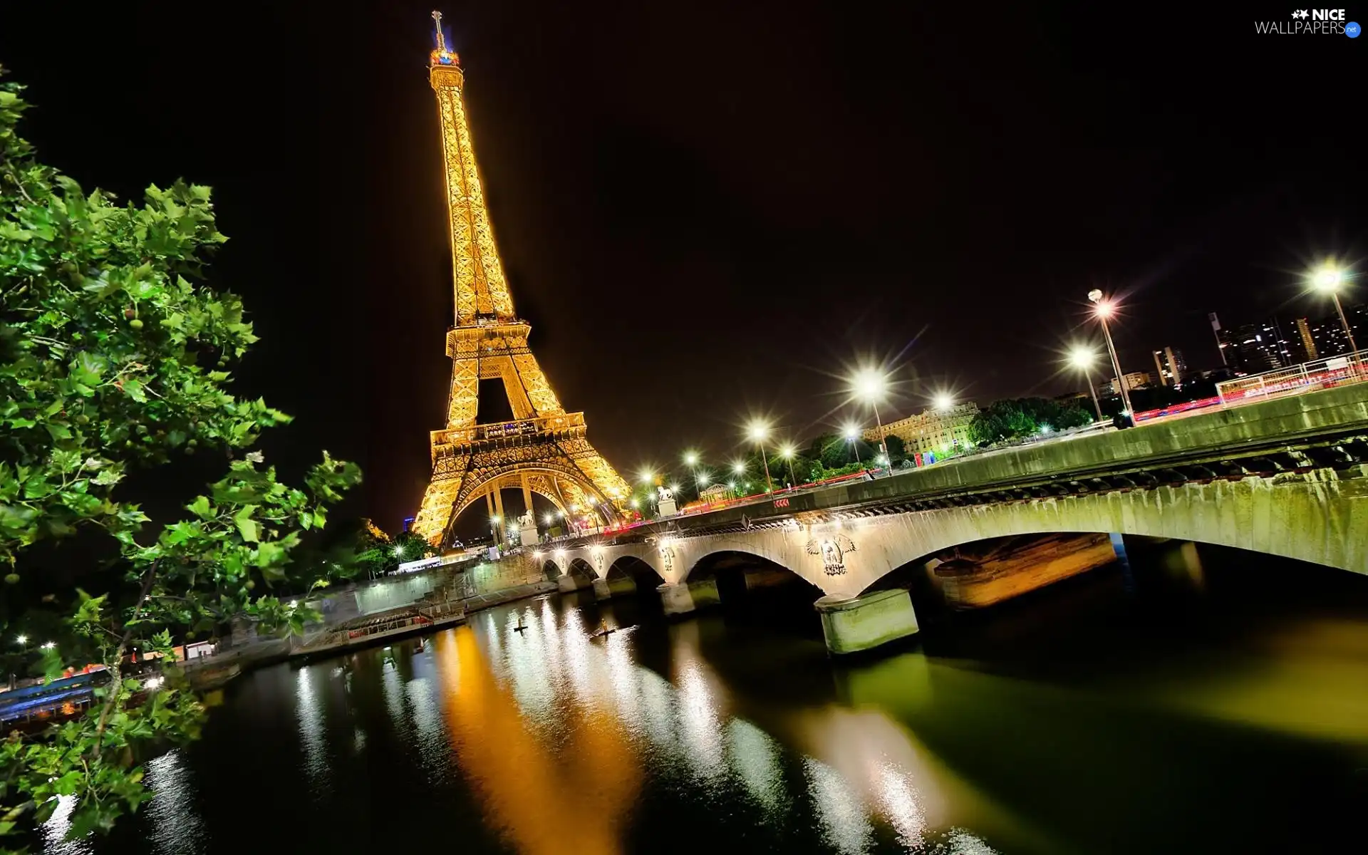 Paris, tower, Eiffla, night