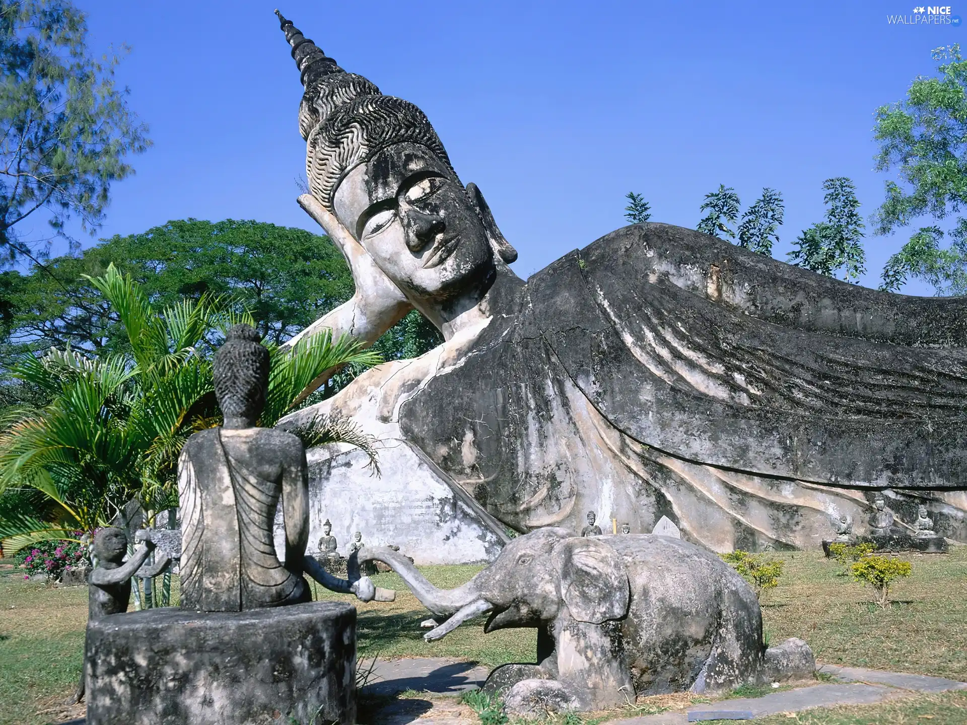 statues, stone, Elephant, Garden