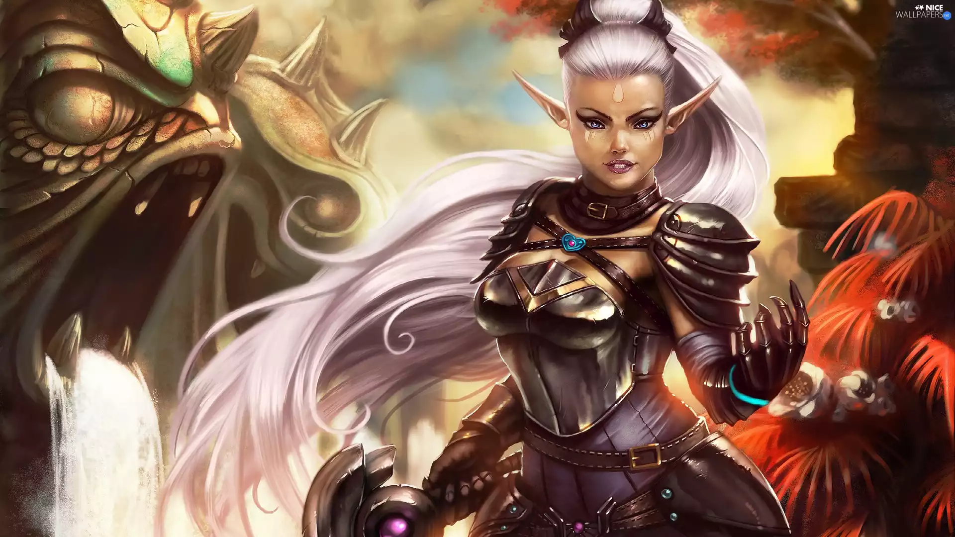 elf, fantasy, Warrior Adalia, monster, The Witcher Series, Women