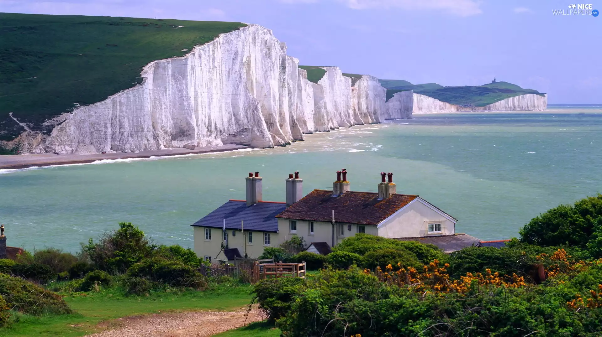 South, England, Cliffs, sea, Chalky