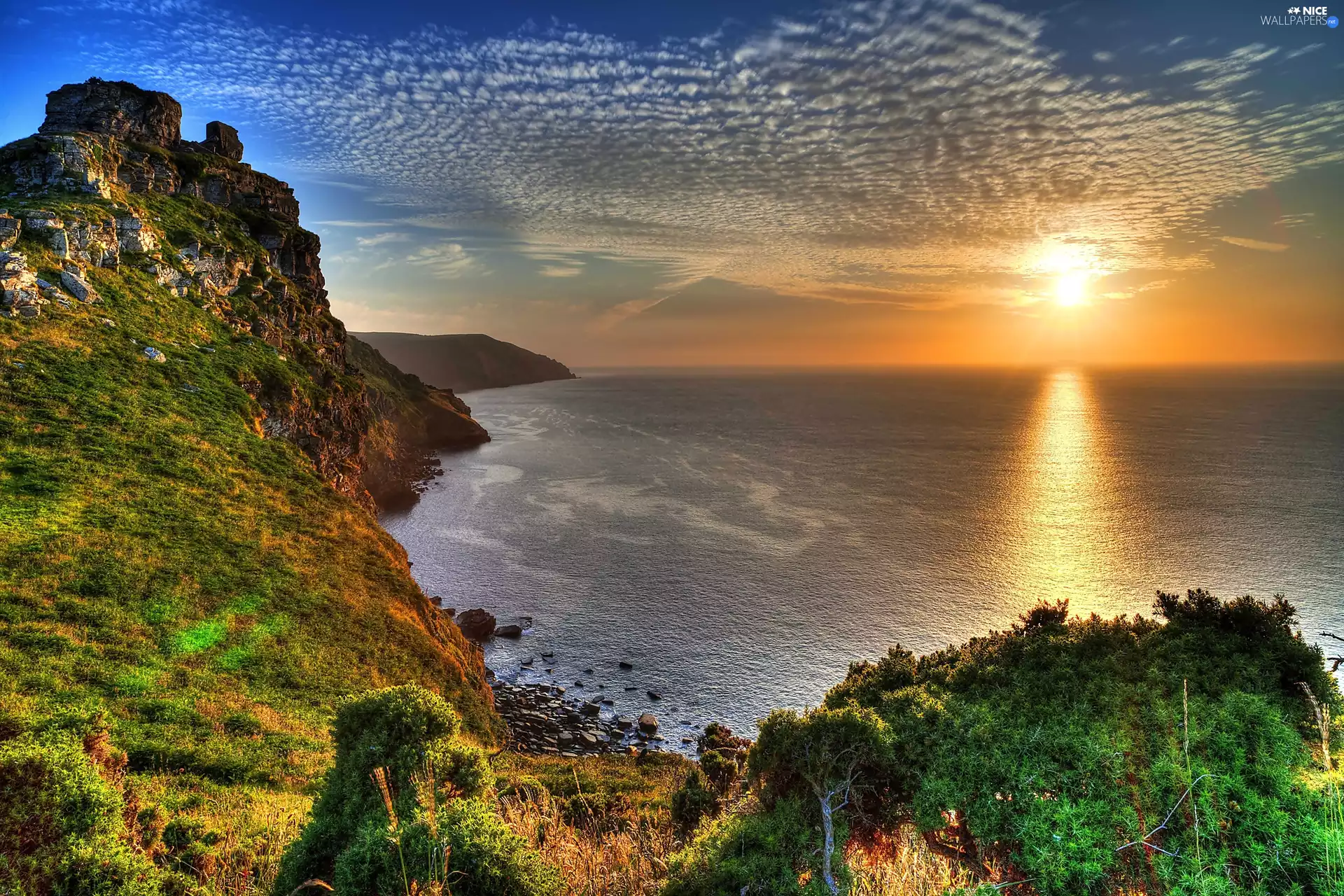 Coast, Great Sunsets, Exmoor National Park, sea, England