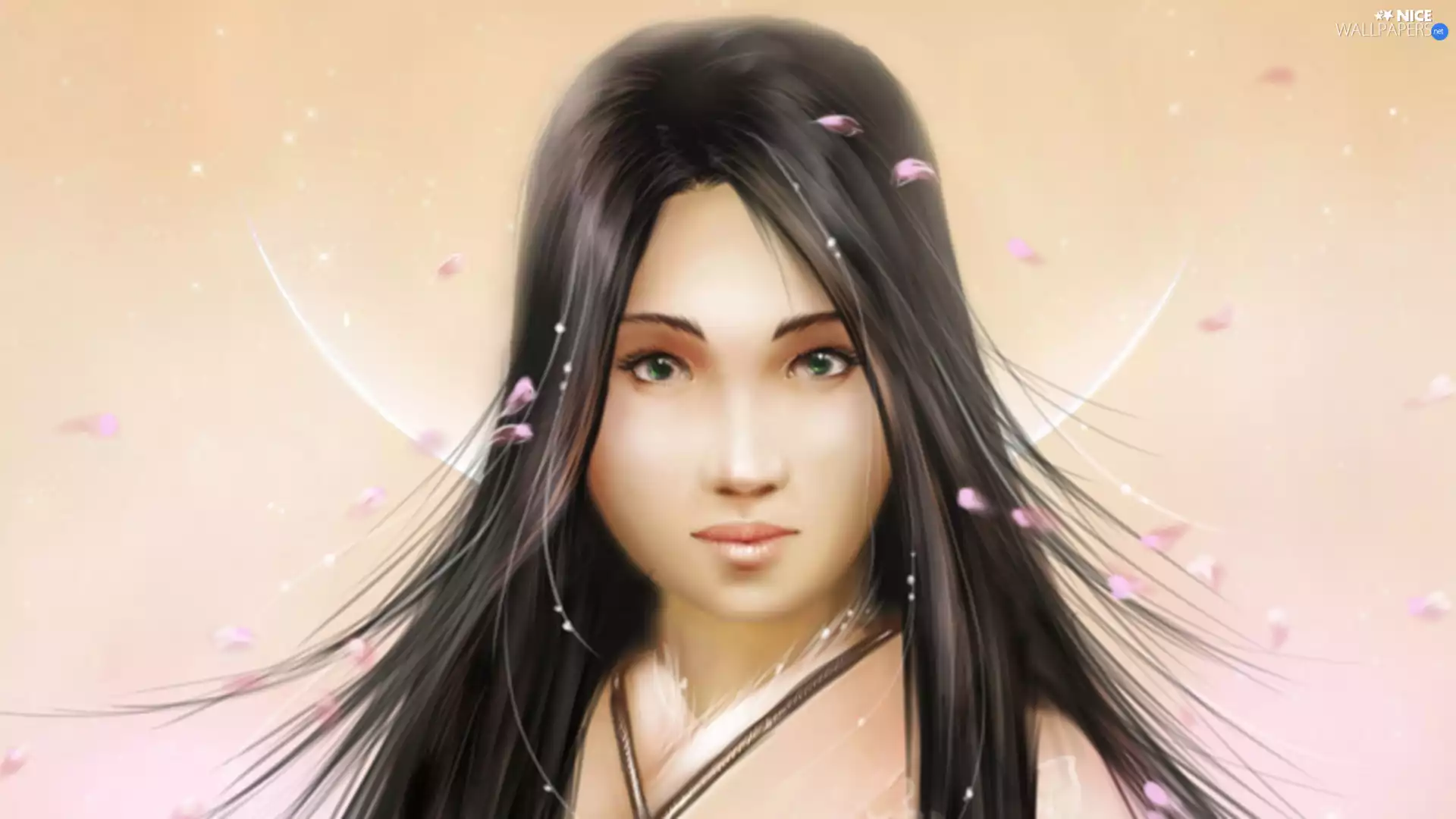 girl, Eyes, flakes, green ones