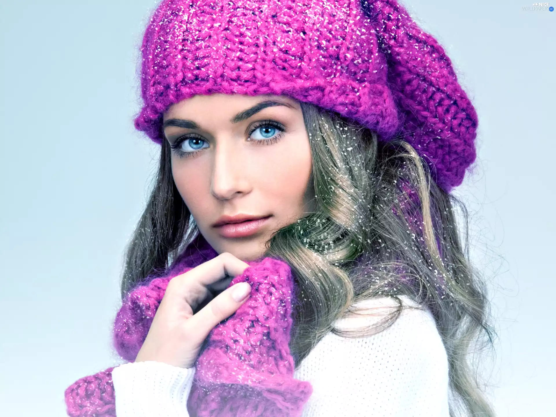 blue, Eyes, Hat, Scarf, Women