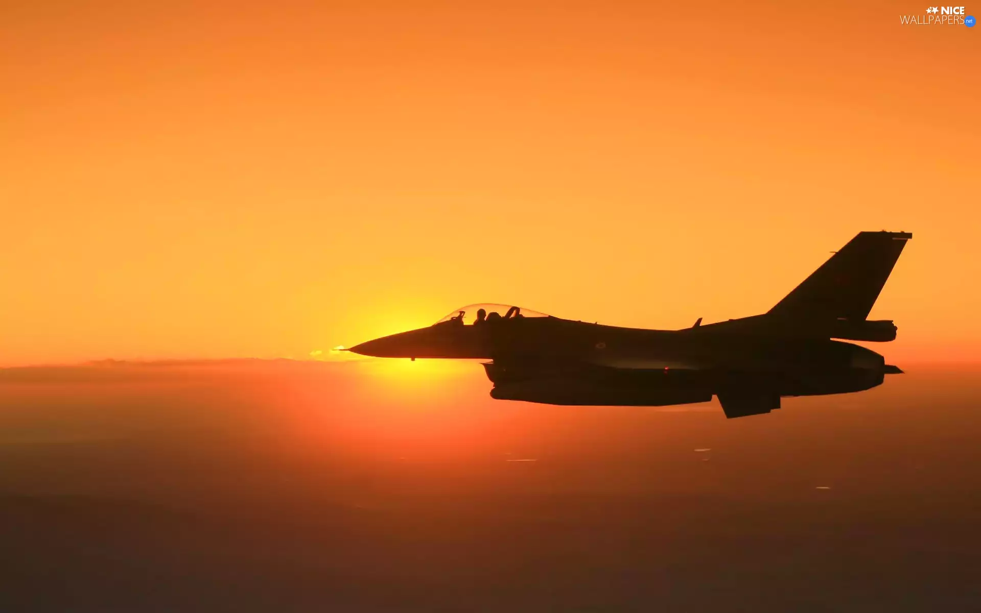 sun, F16 Fighting Falcon, west