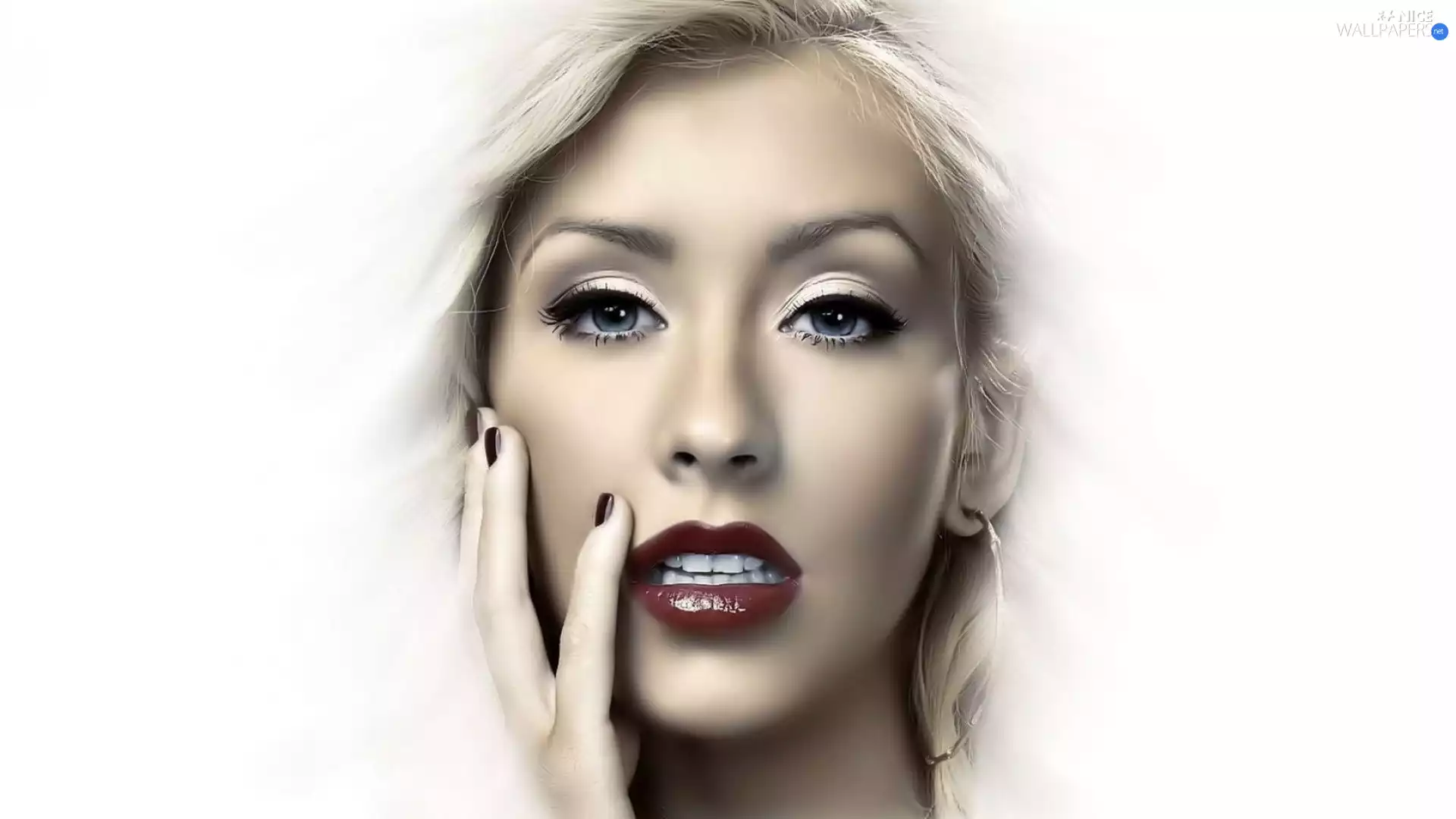 hand, Christina Aguilera, face, make-up, Women