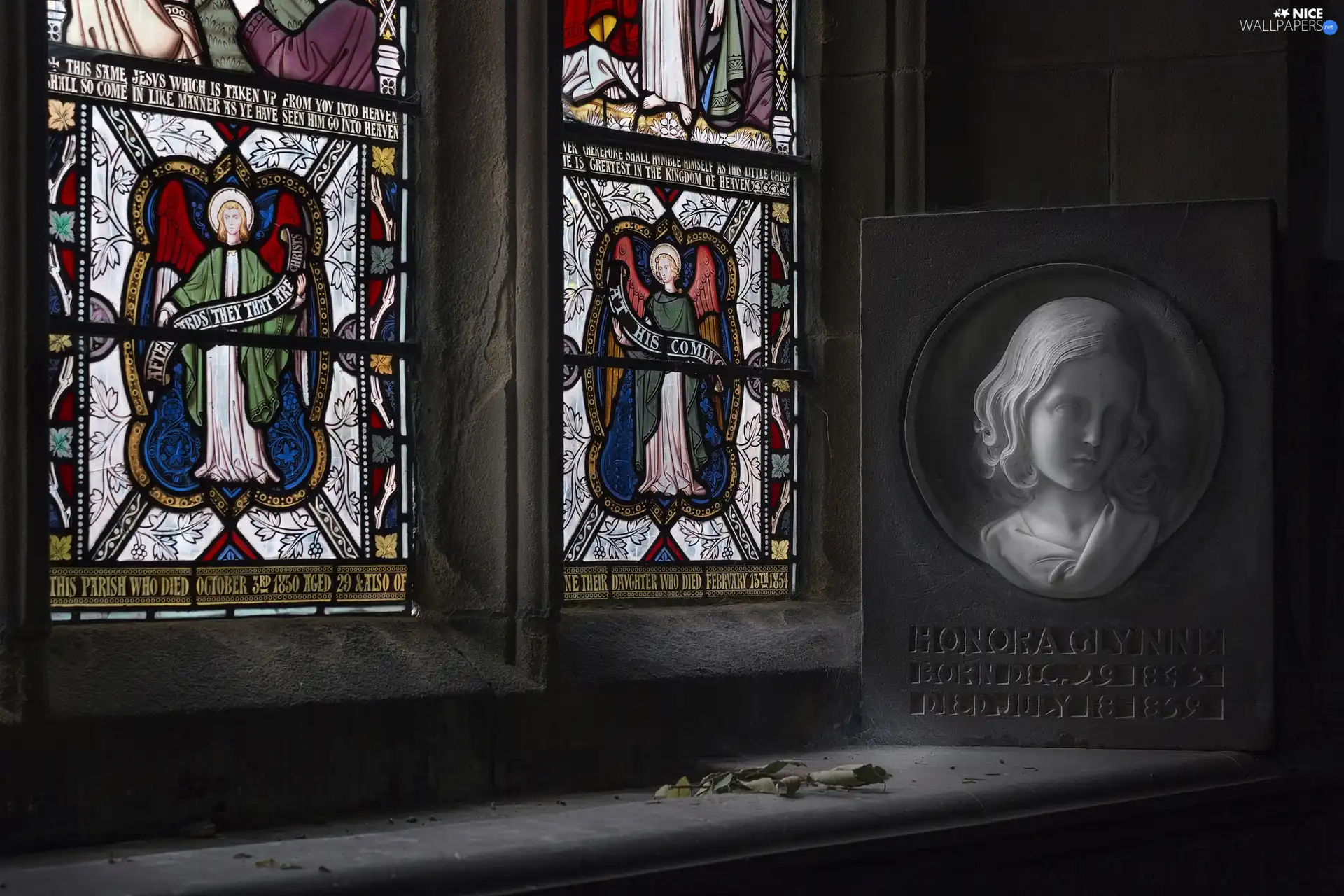 table, stained glass, Womens, stone, Window, face, portrait