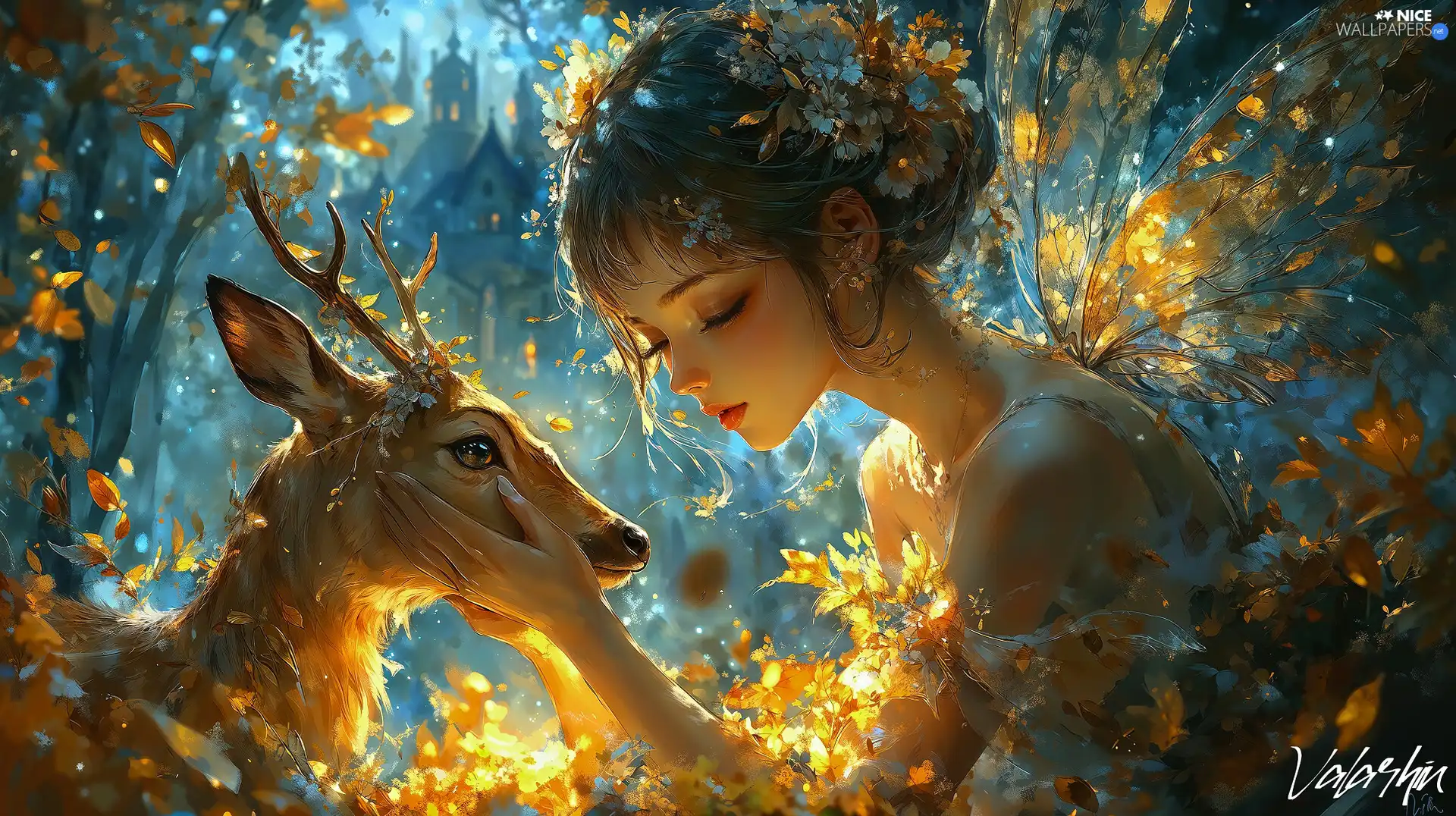 fawn, girl, wings