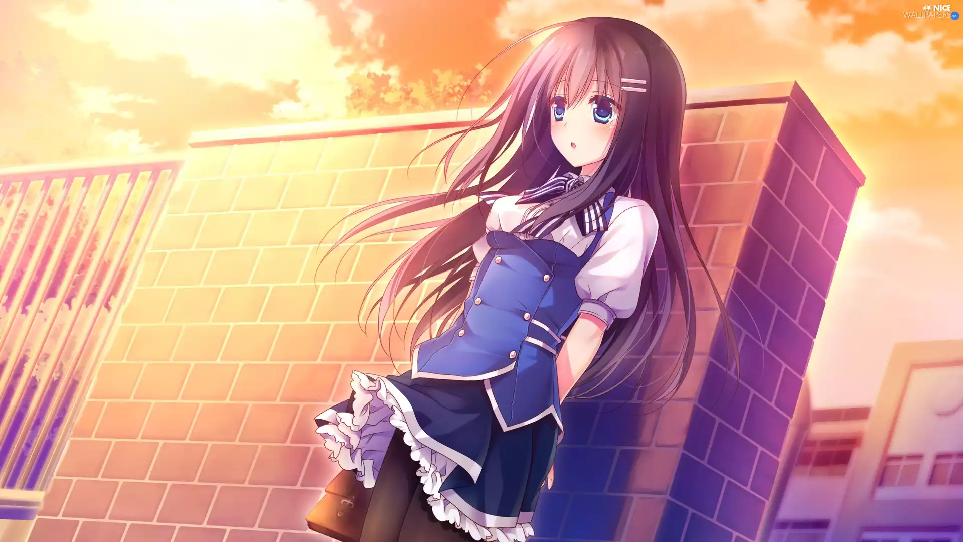 girl, Manga, Anime, fence