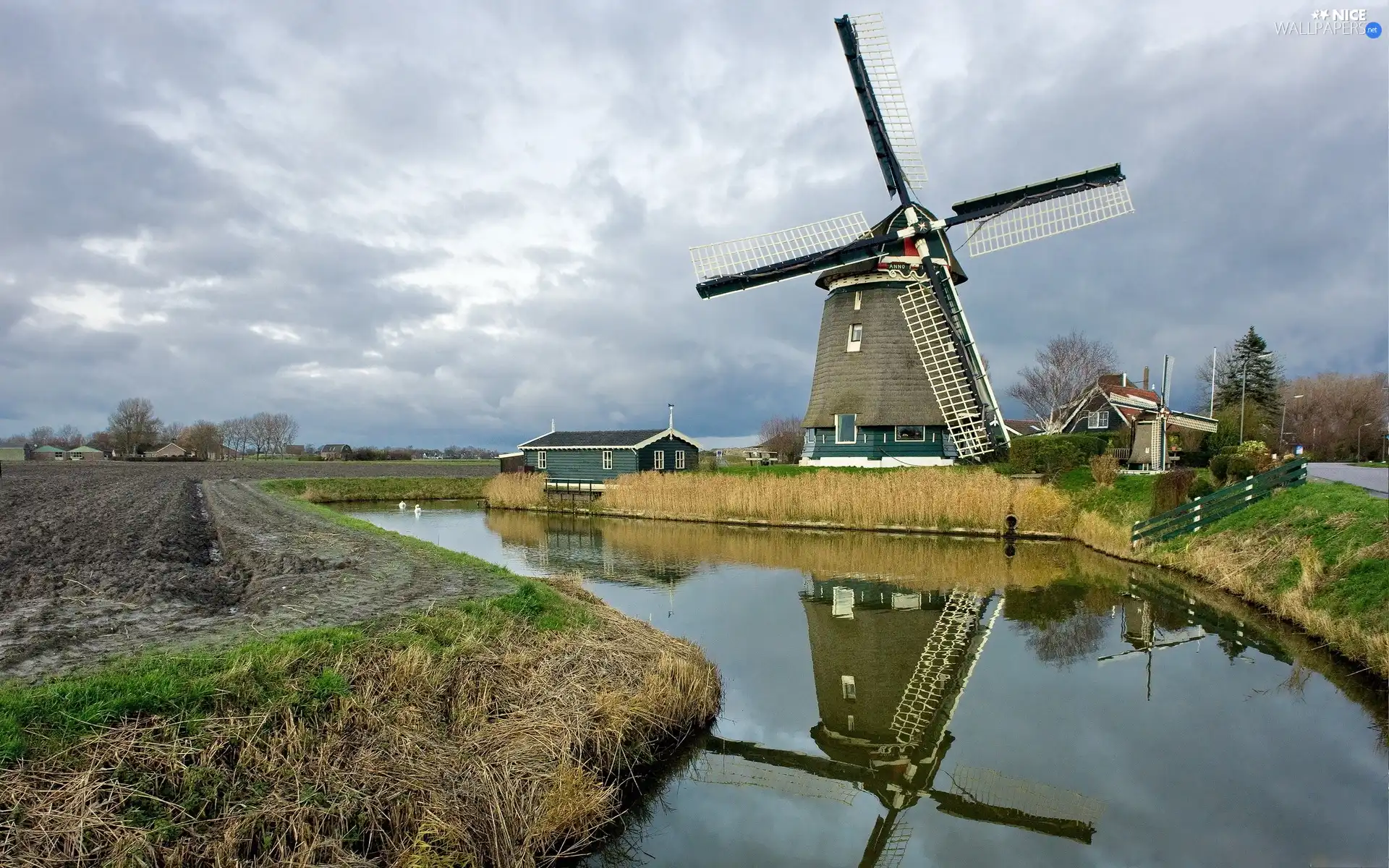 Field, River, Windmill