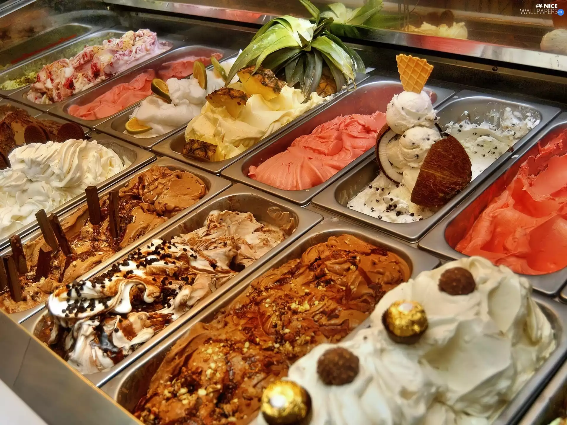 ice cream, several flavors
