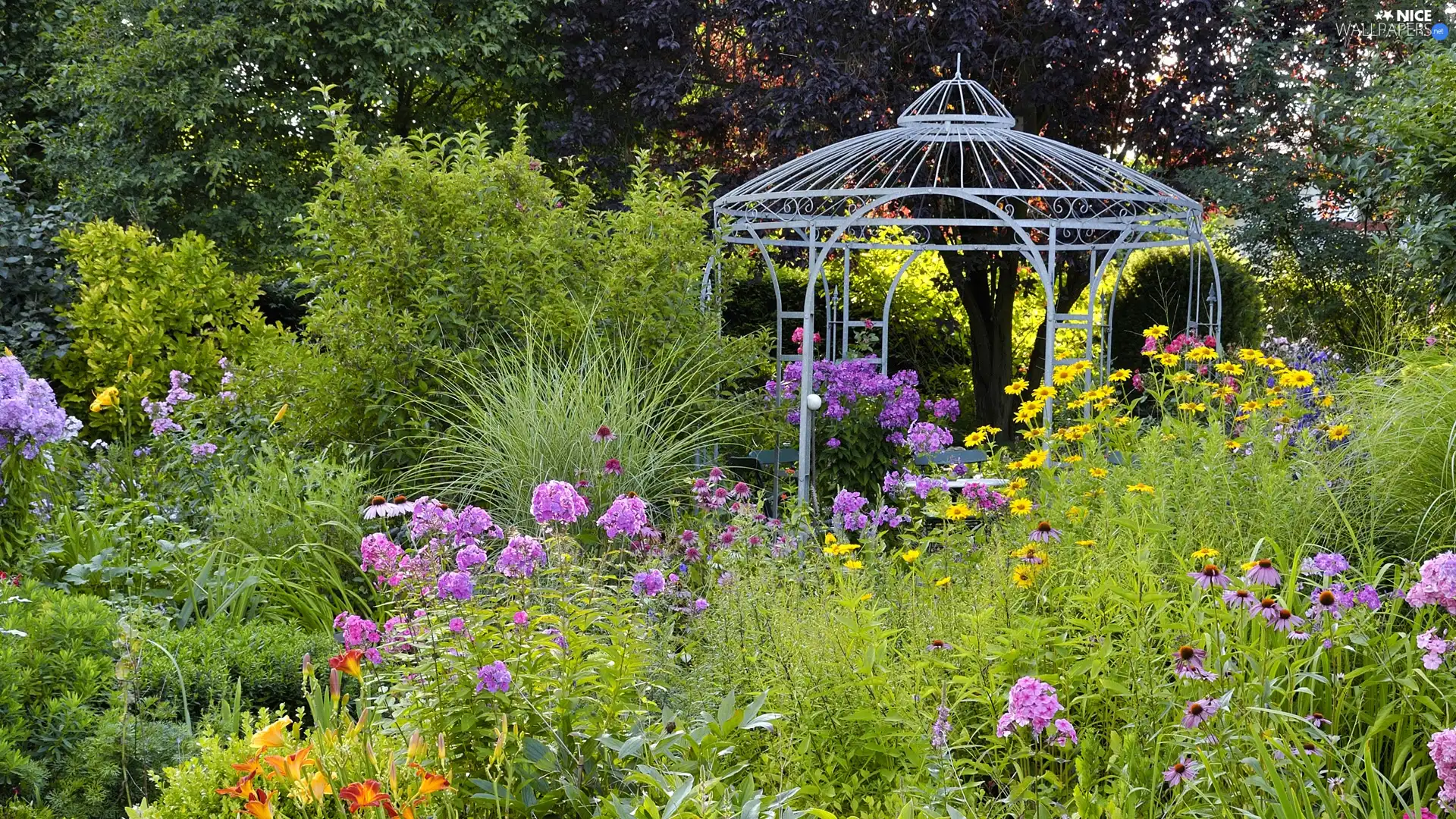 Flowers, Garden, arbour