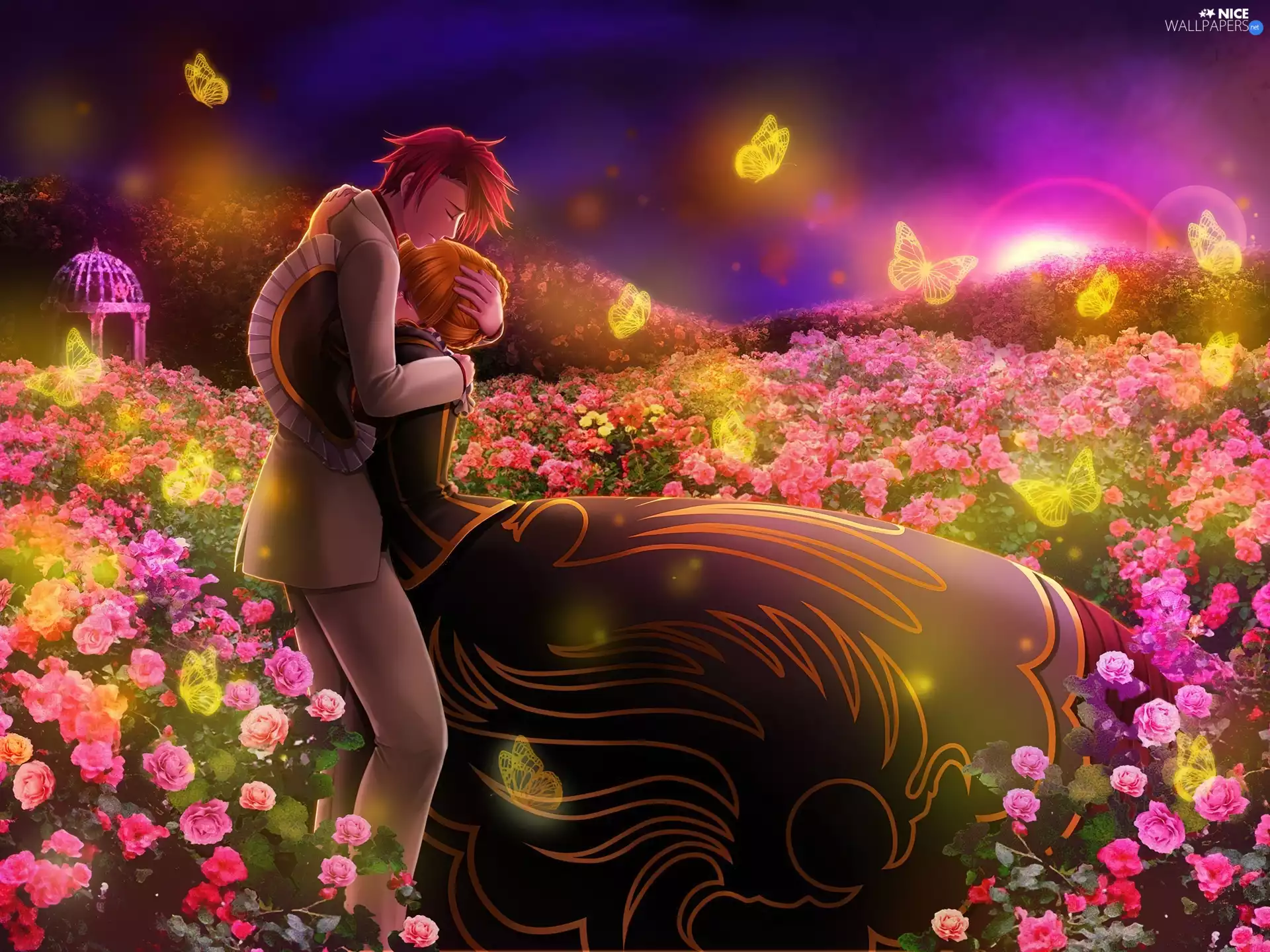 Garden, Steam, lovers, Flowers