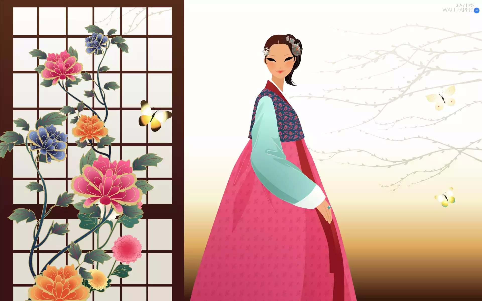Flowers, Women, Japanese