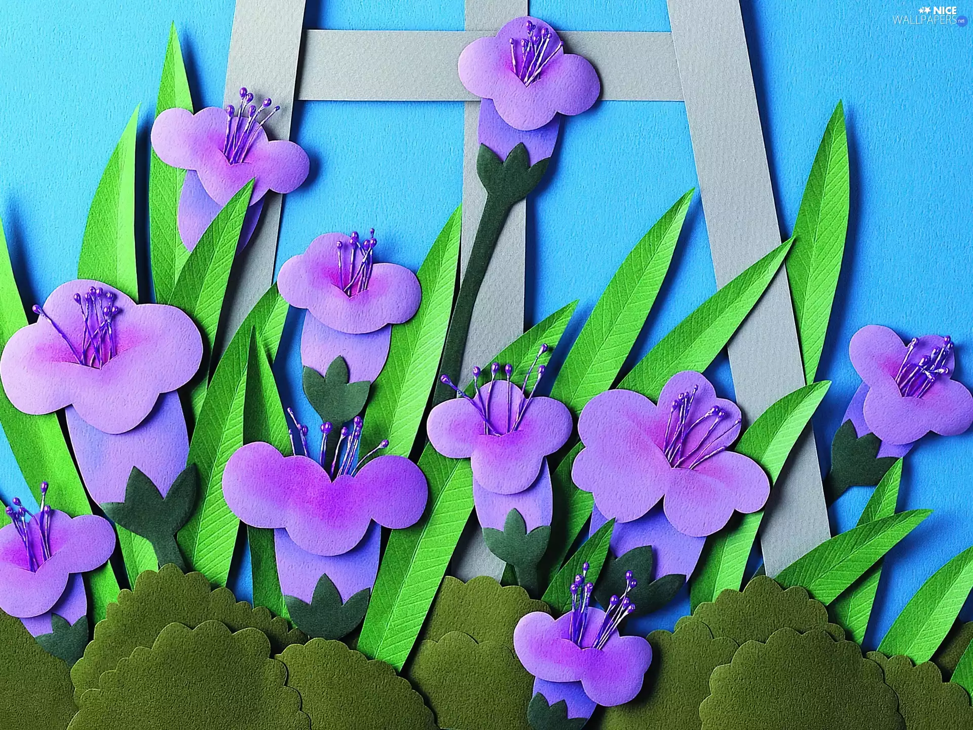 Papier Art, purple, Flowers