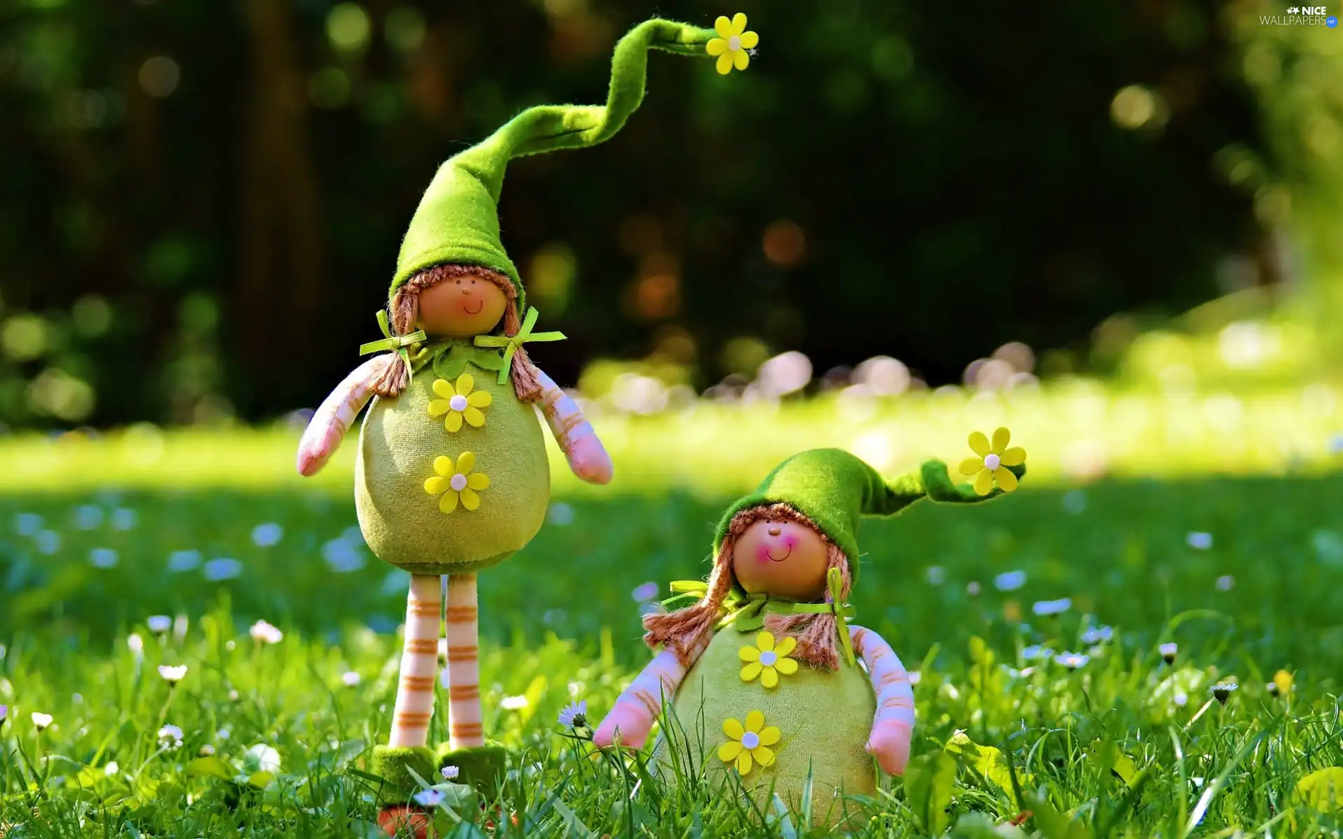 Flowers, Spring, rag, Meadow, dolls