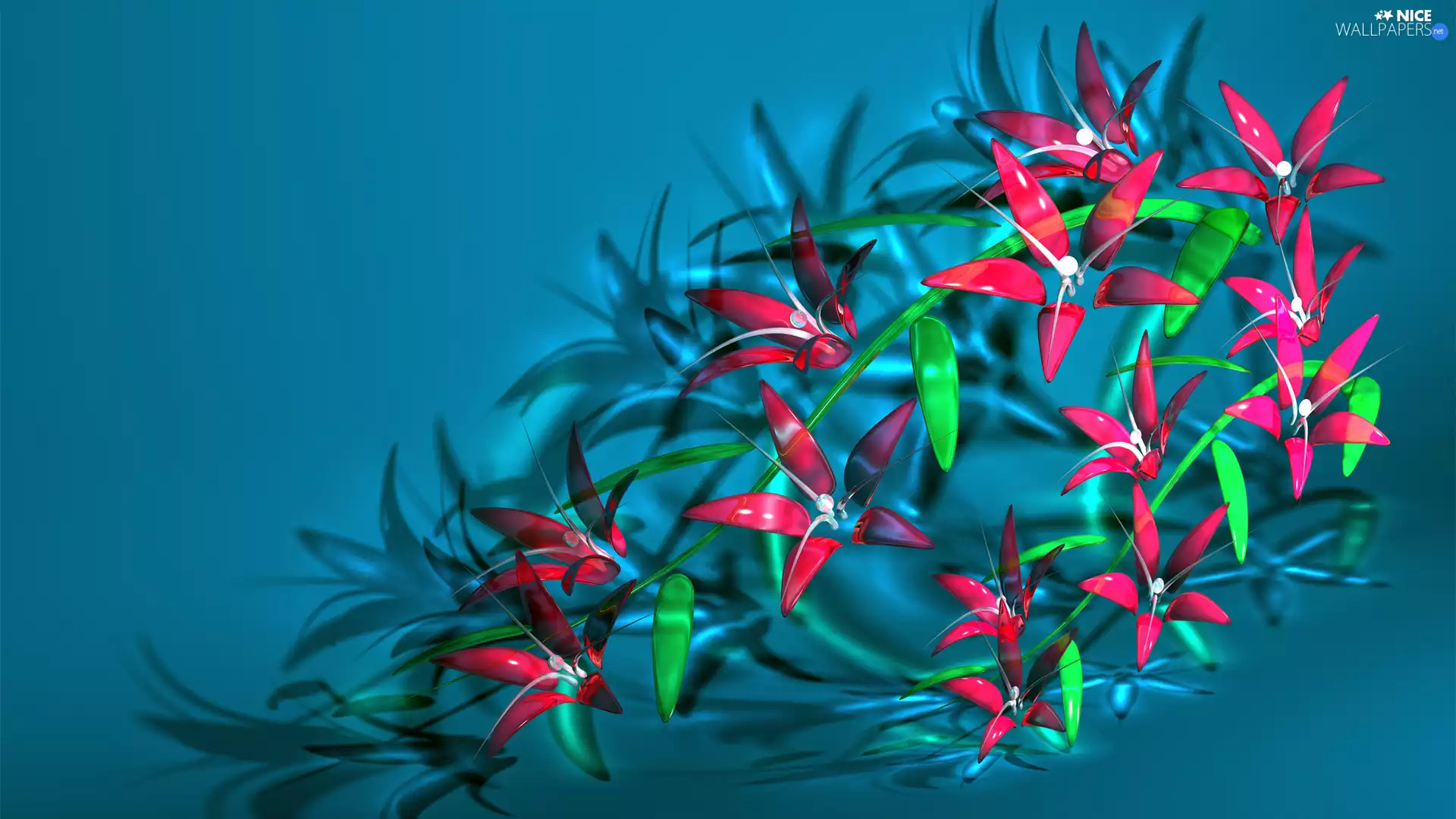 Twigs, 3D Graphics, Flowers