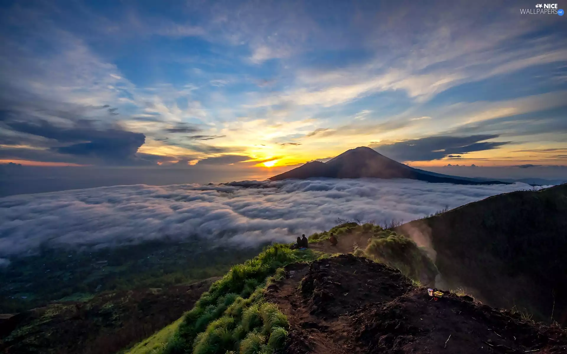 Fog, Mountains, Sunrise