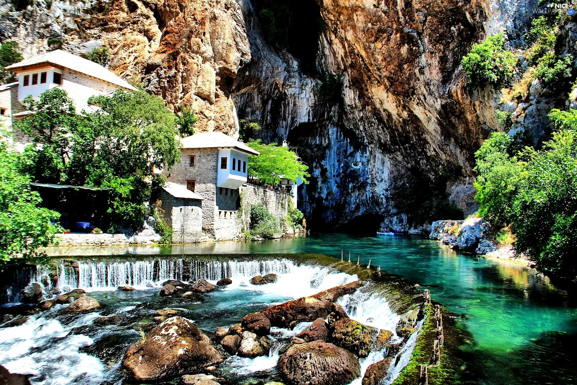 Mountains, River, La Roque Gageac, France, place