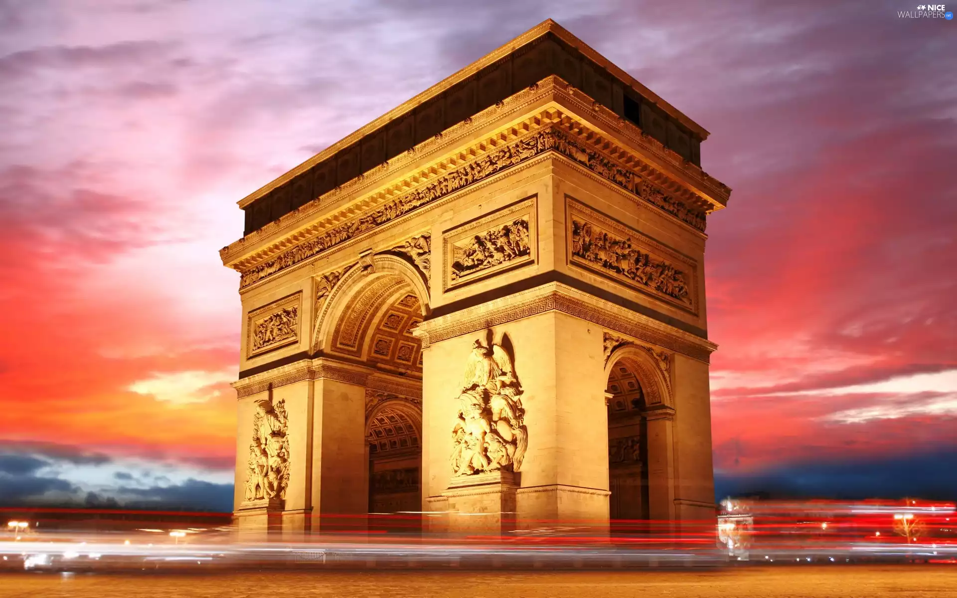 west, sun, Paris, France, arc de Triomphe