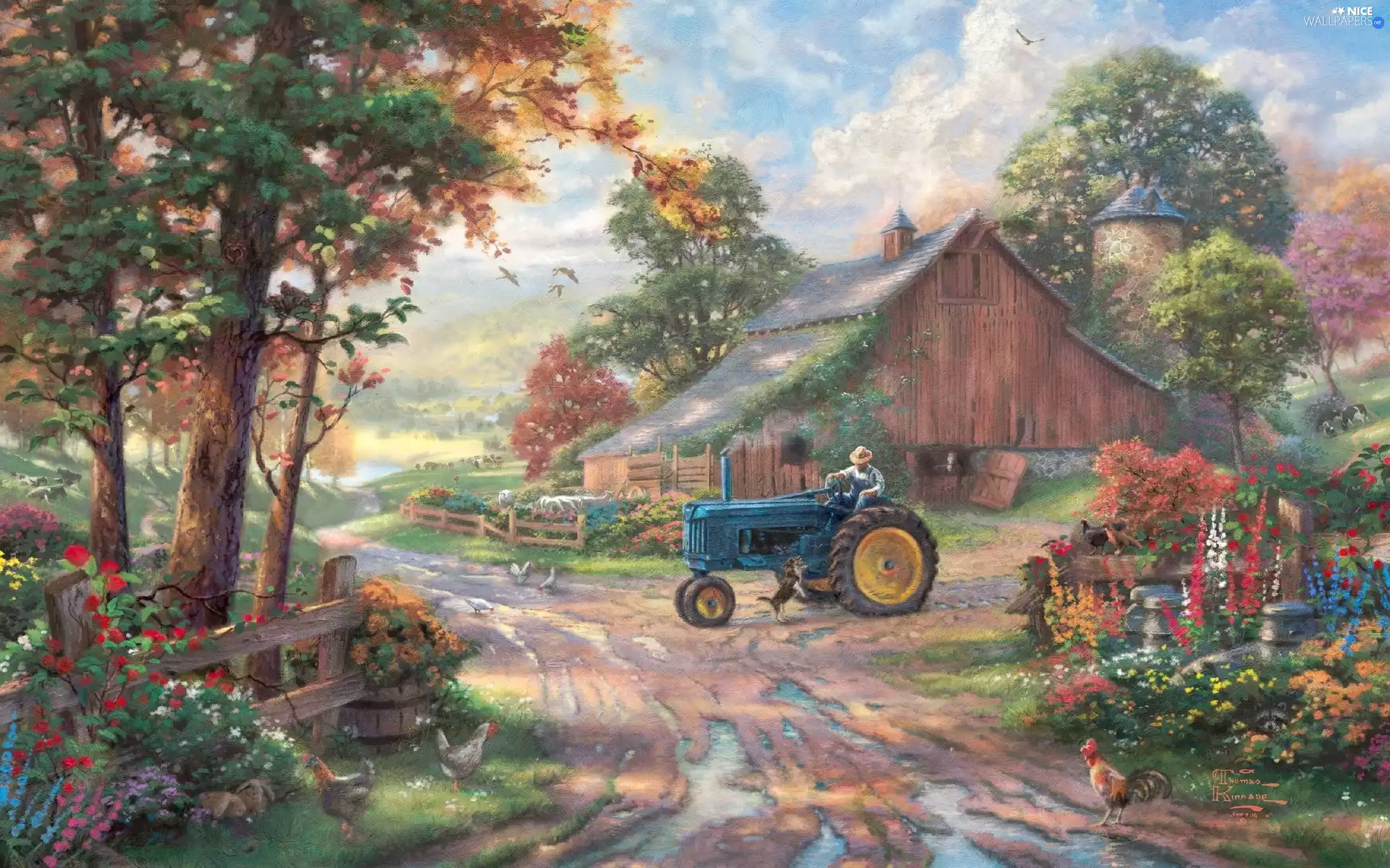 Thomas, Kinkade, Barn, Front Truck, Way