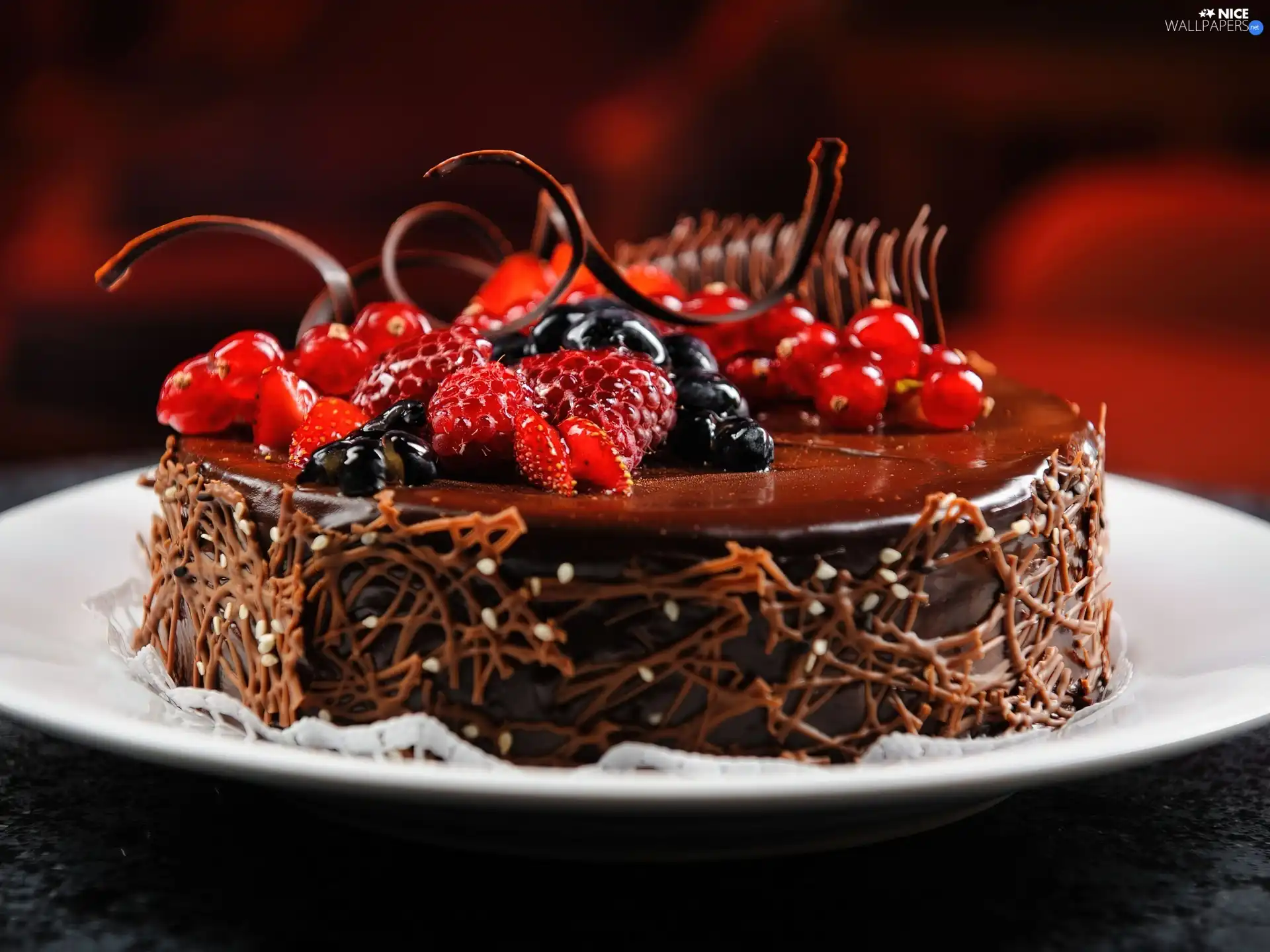 chocolate, decoration, Fruits, Cake