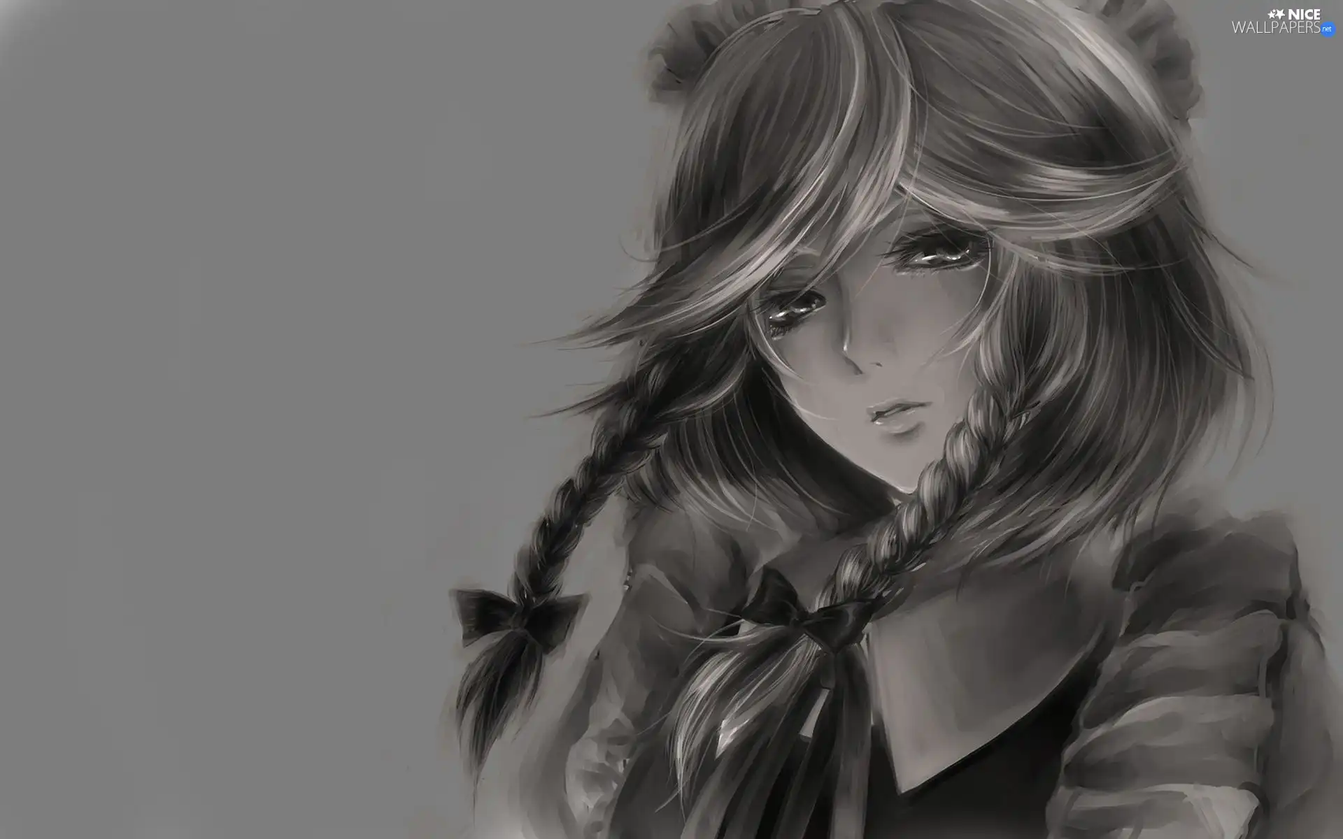 full, tears, pigtail, Eyes, girl