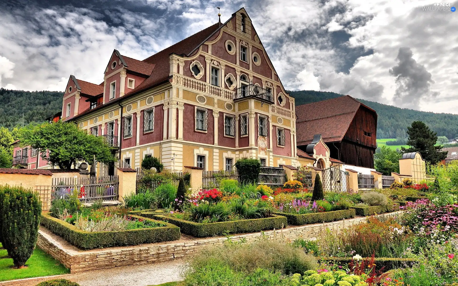 garden, Sky, house, flowery, pretty