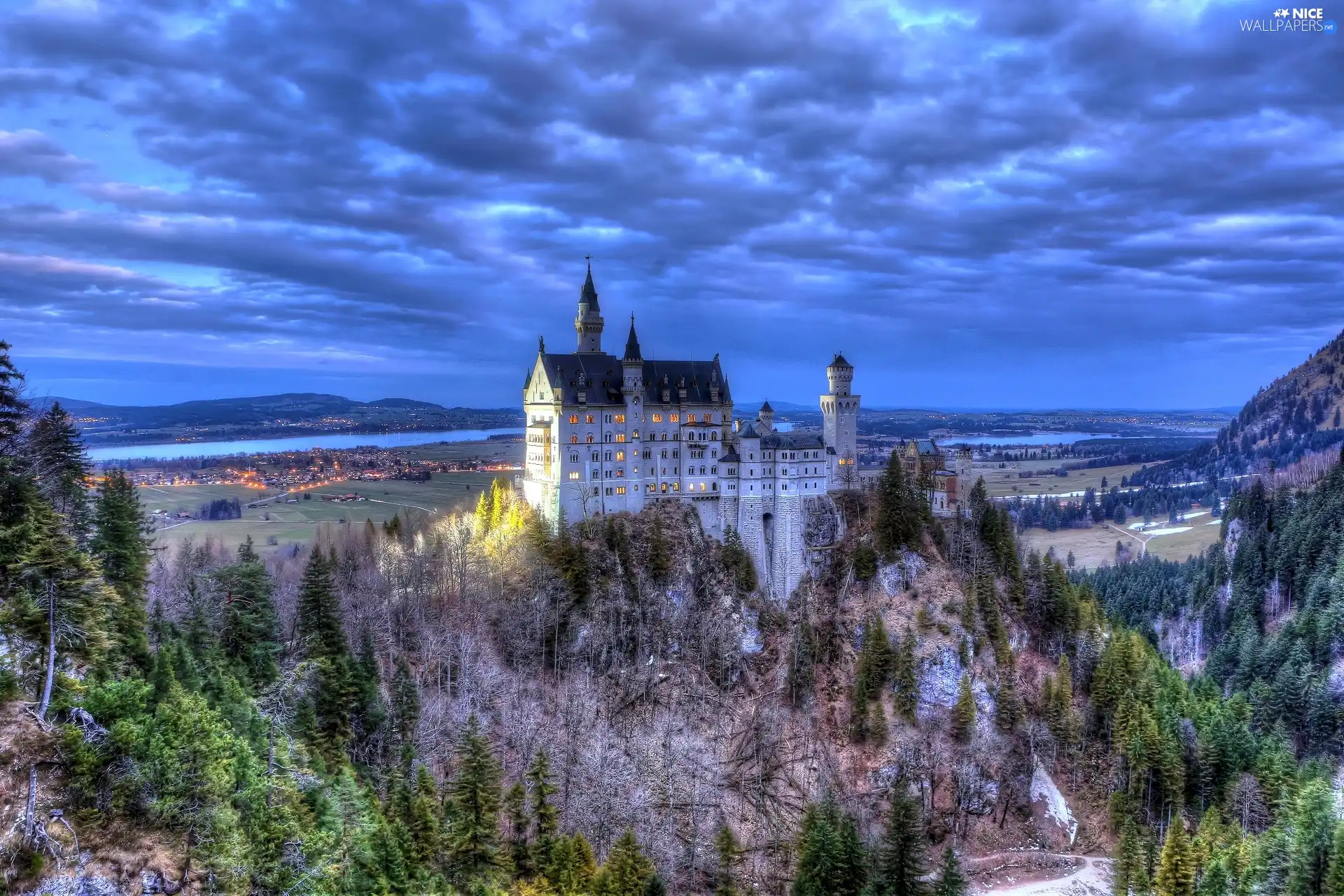 Castle, panorama, Germany, Neuschwanstein