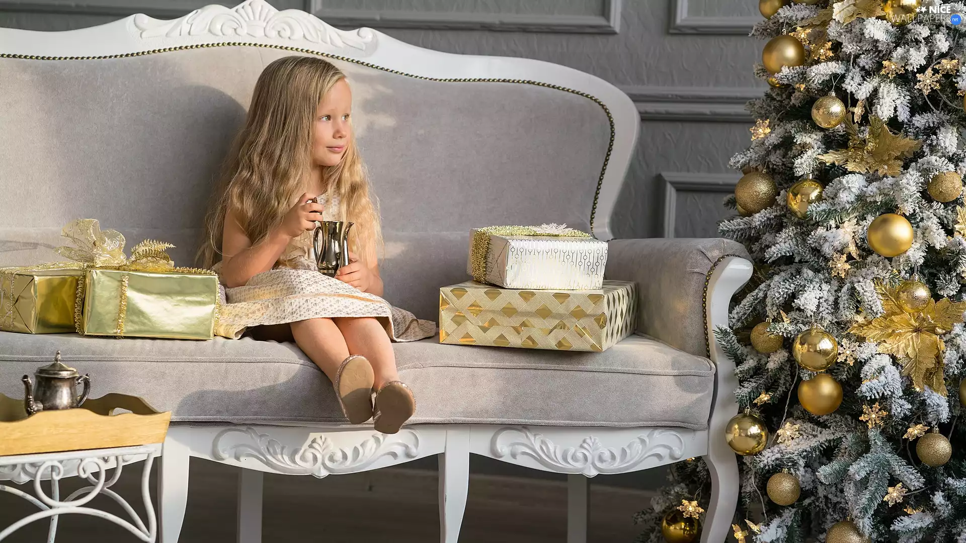 Christmas, gifts, christmas tree, girl