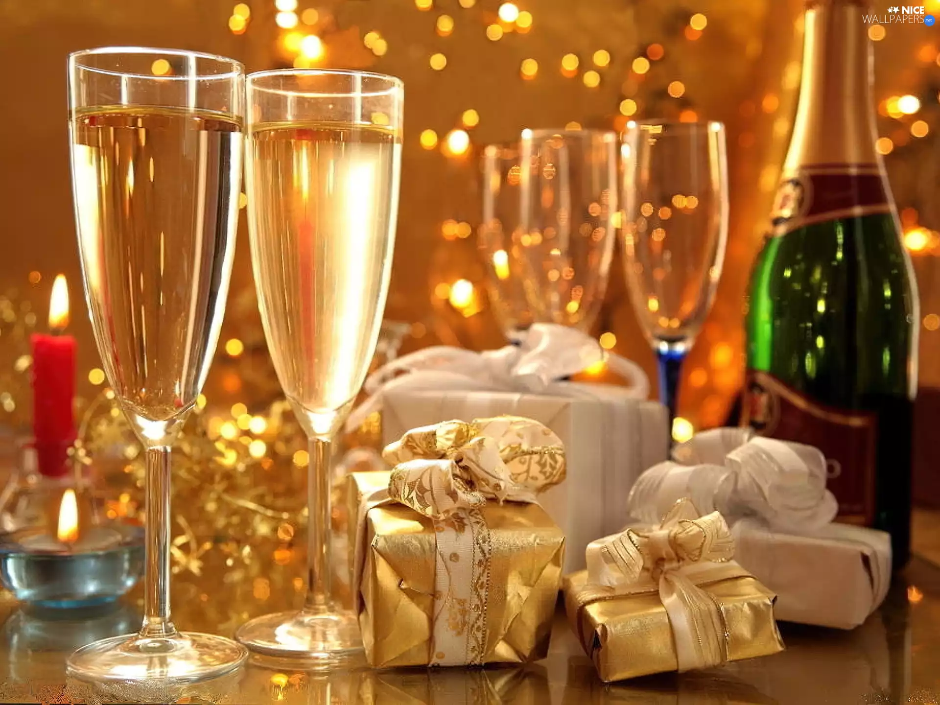 gifts, Champagne, glasses