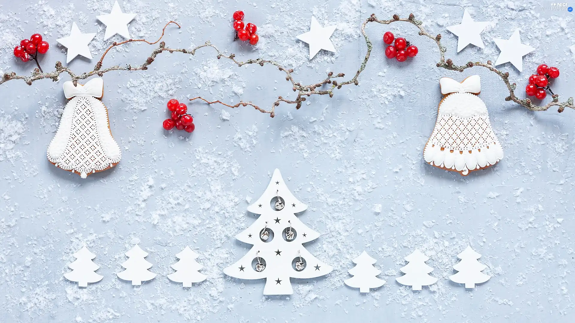 ginger, Christmas, Twigs, artificial, Red, composition, Christmas, snow, Stars, blueberries