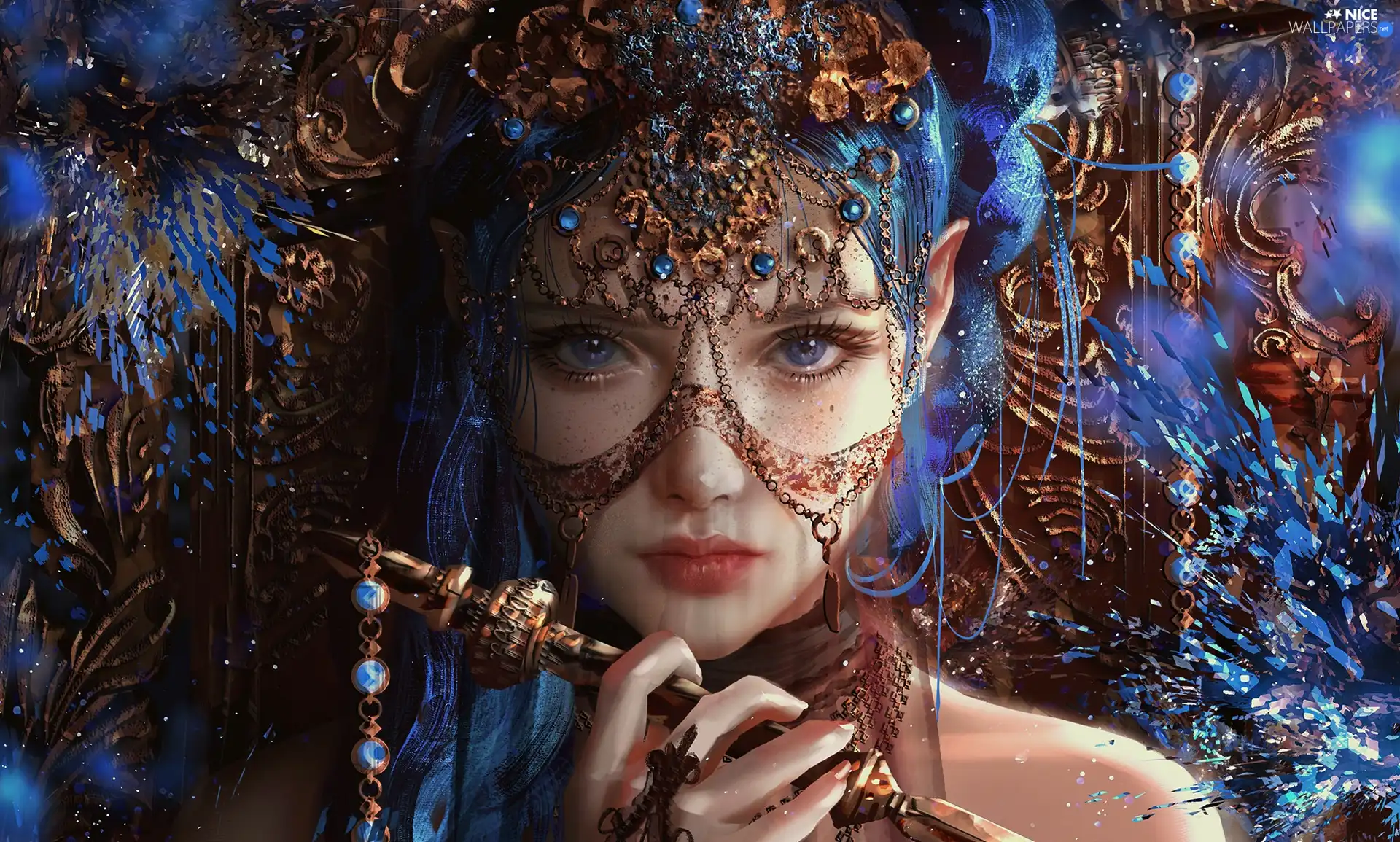 blue-, elf, graphics, girl