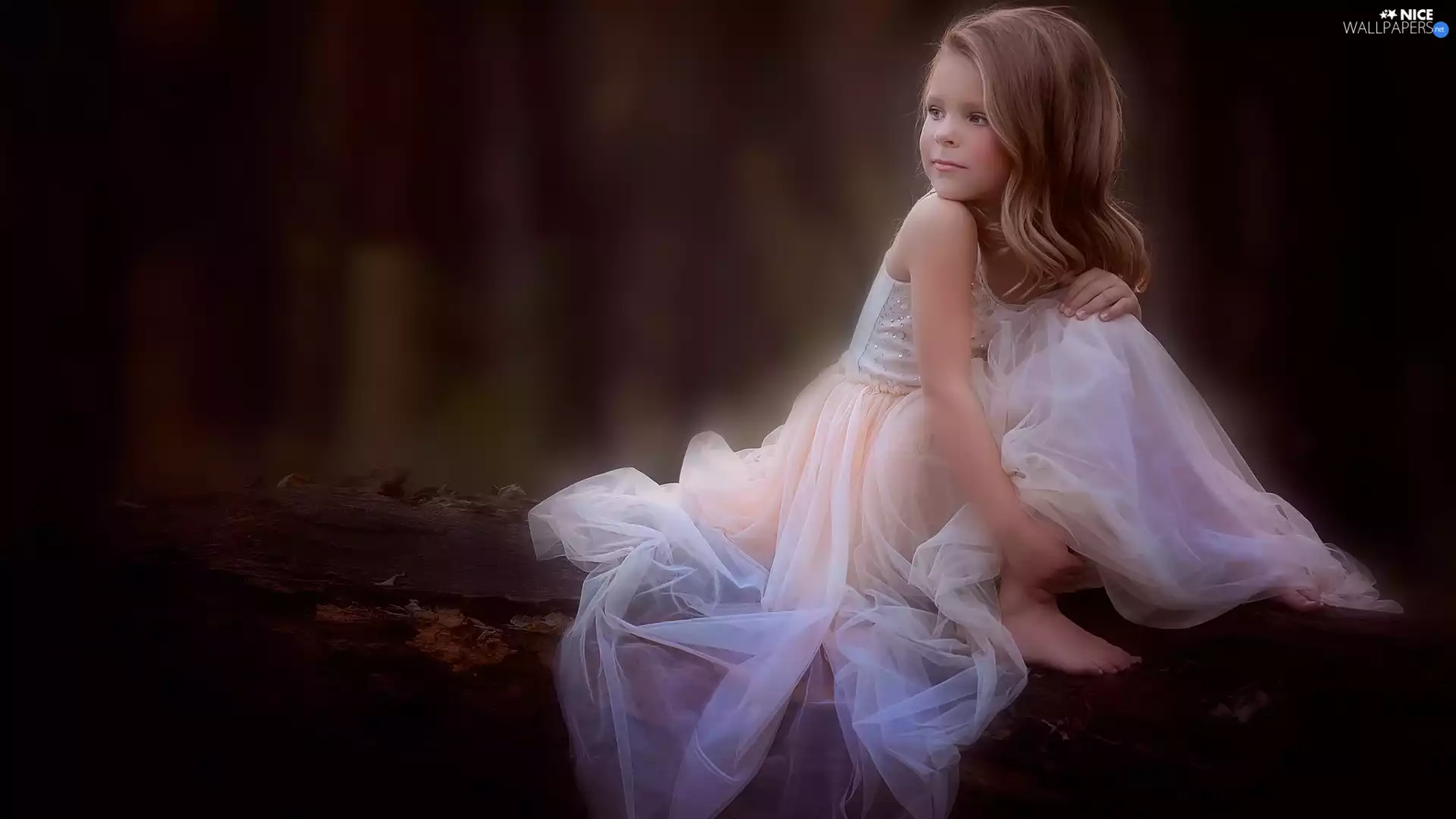 longhaired, tulle, dress, girl