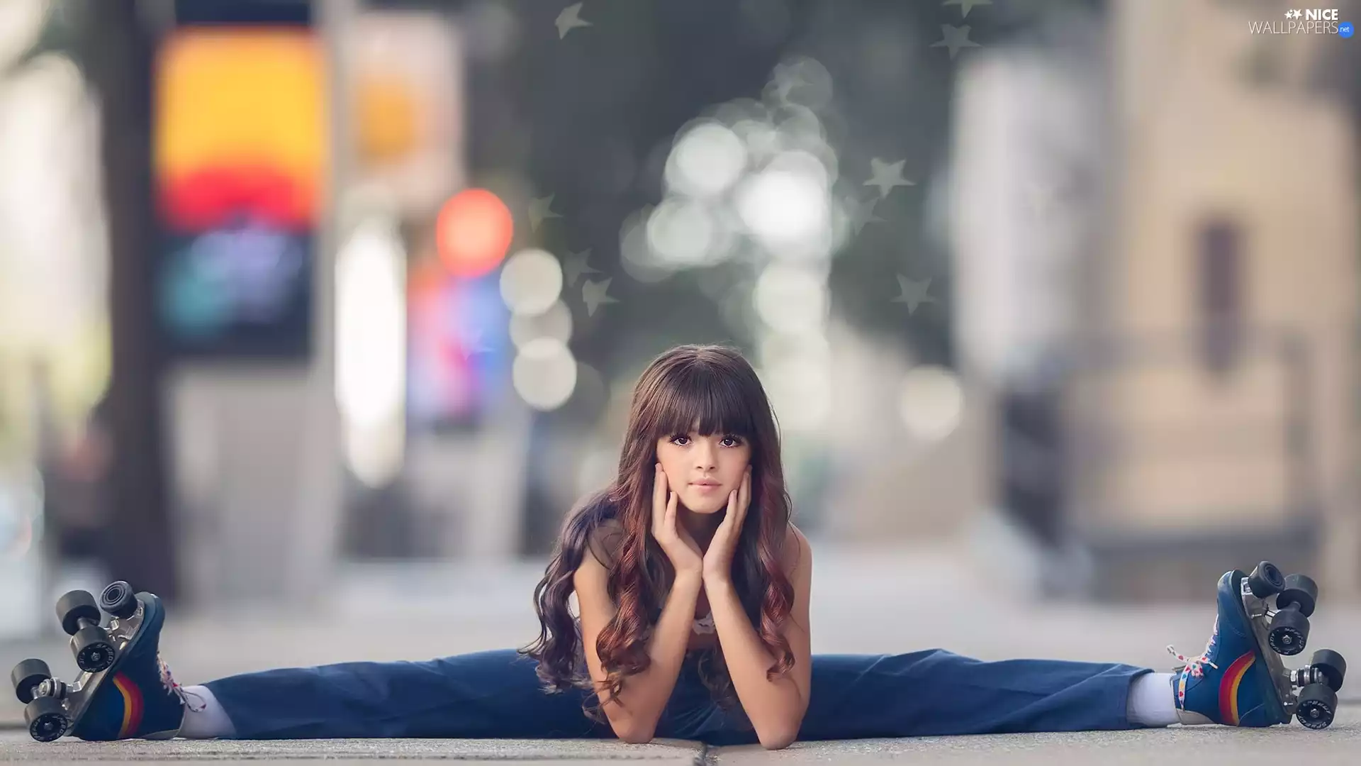 longhaired, twine, skating, girl