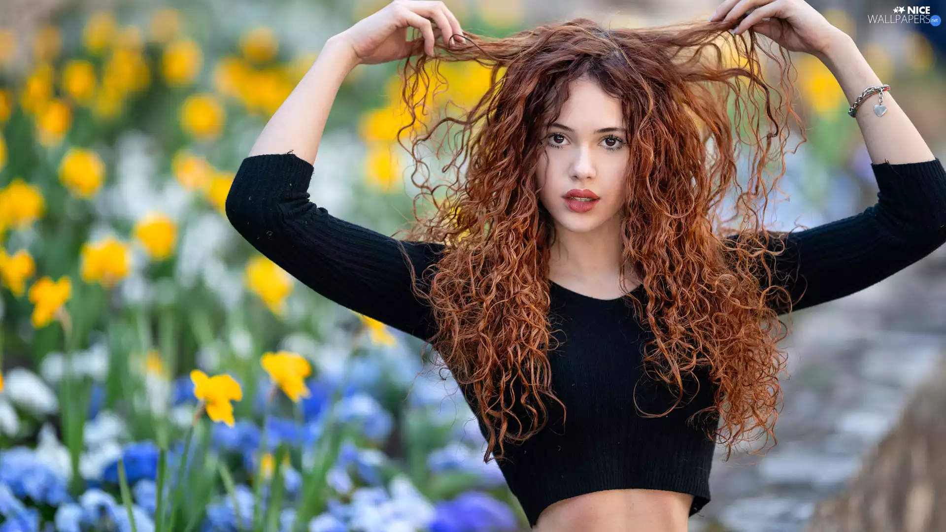 redhead, spiral, Hair, girl
