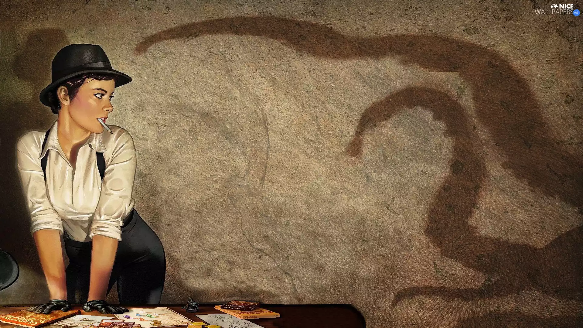 girl, graphics, mode, style, pencil, Gloves, drawings, Hat, The Designer