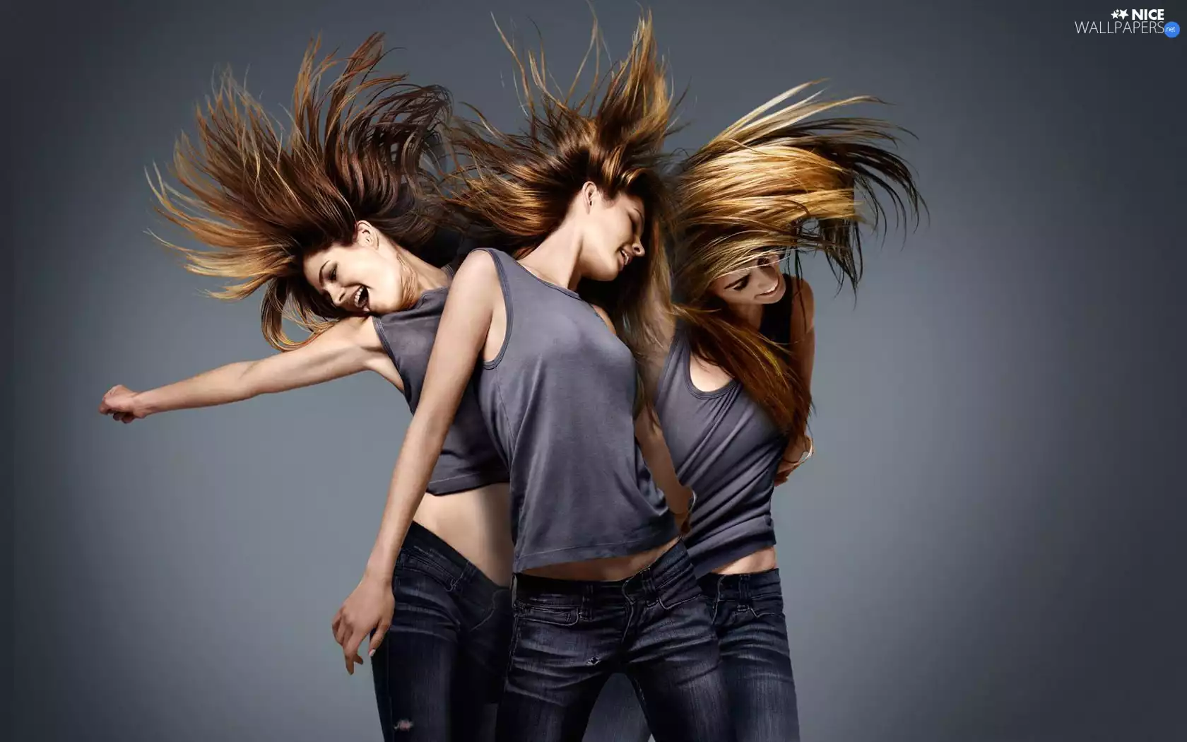 Girls, Three, laughing