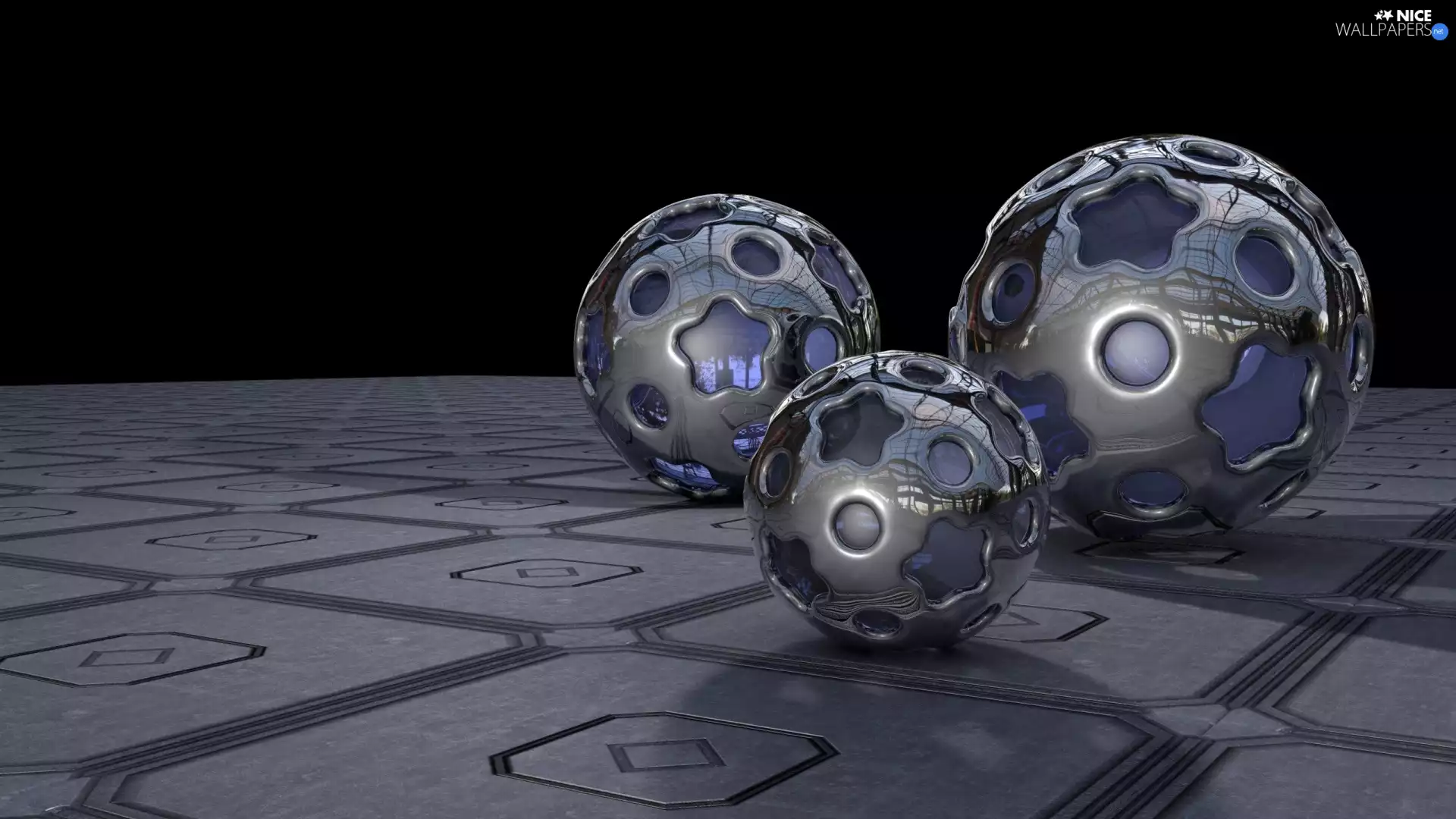 metal, Orbs, 3D, glass