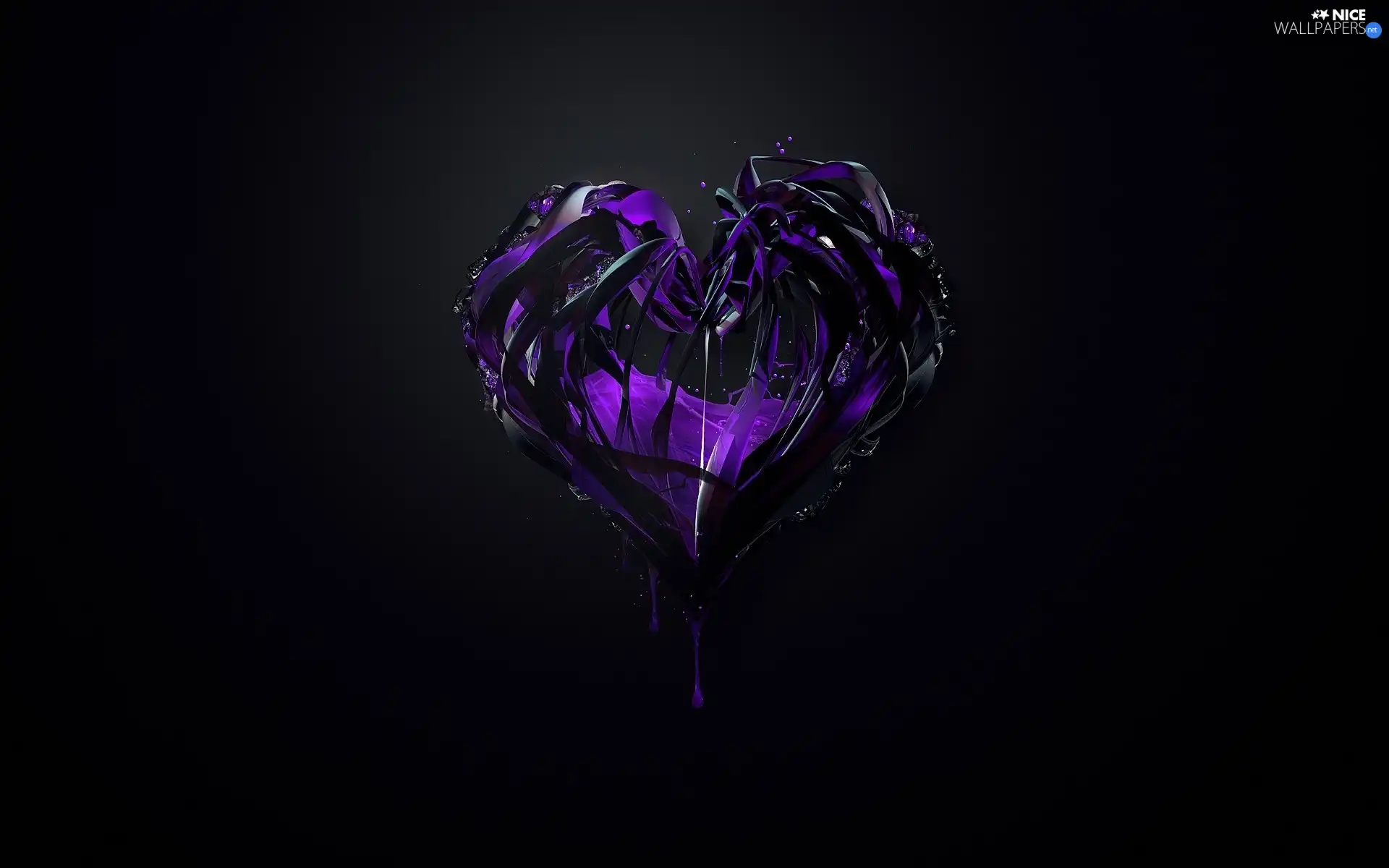 glass, paint, Heart, Purple, 3D