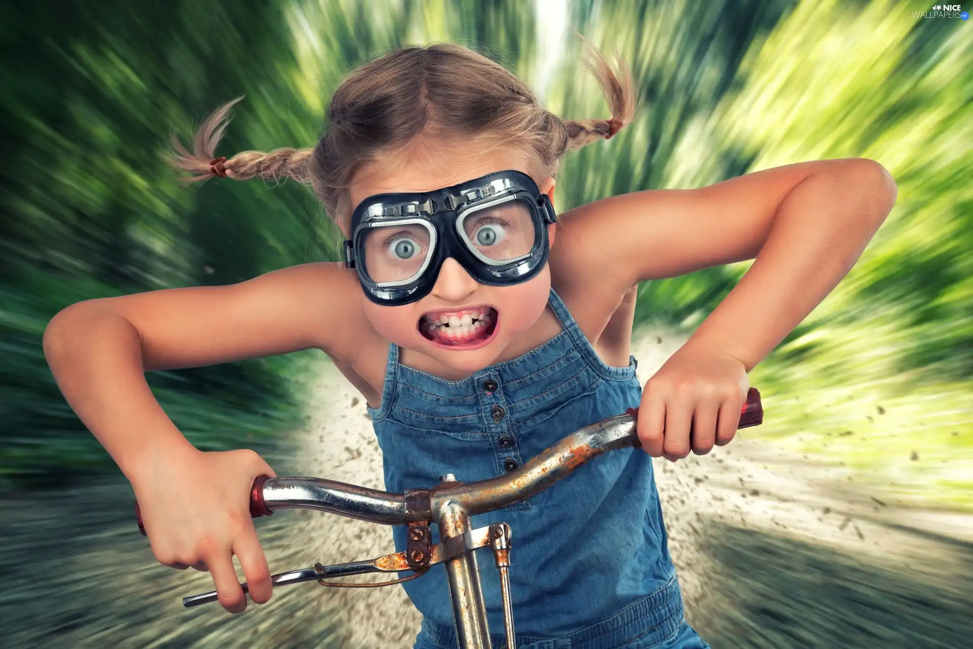 girl, Bike, Funny, Glasses