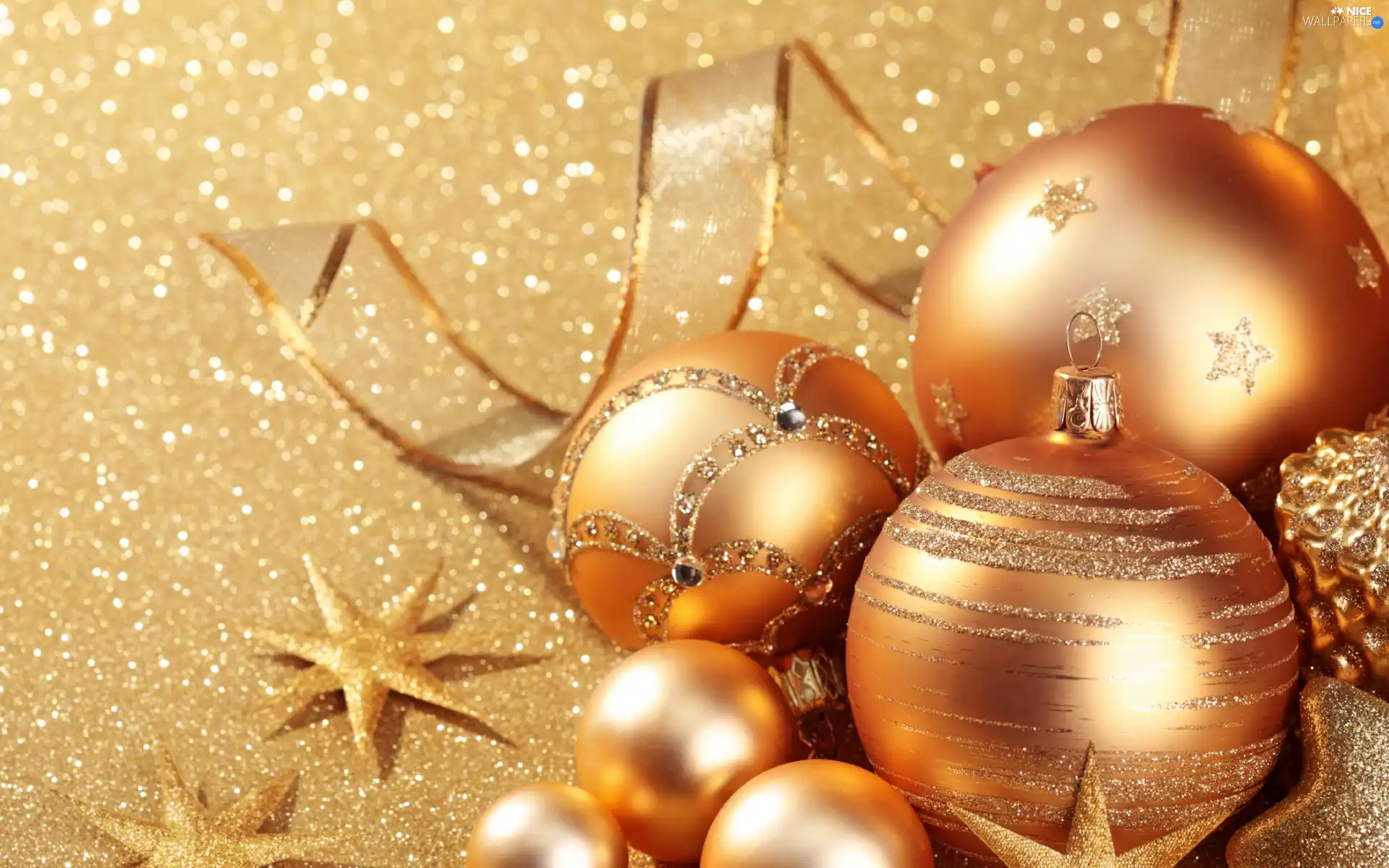 decor, baubles, Gold, Christmas