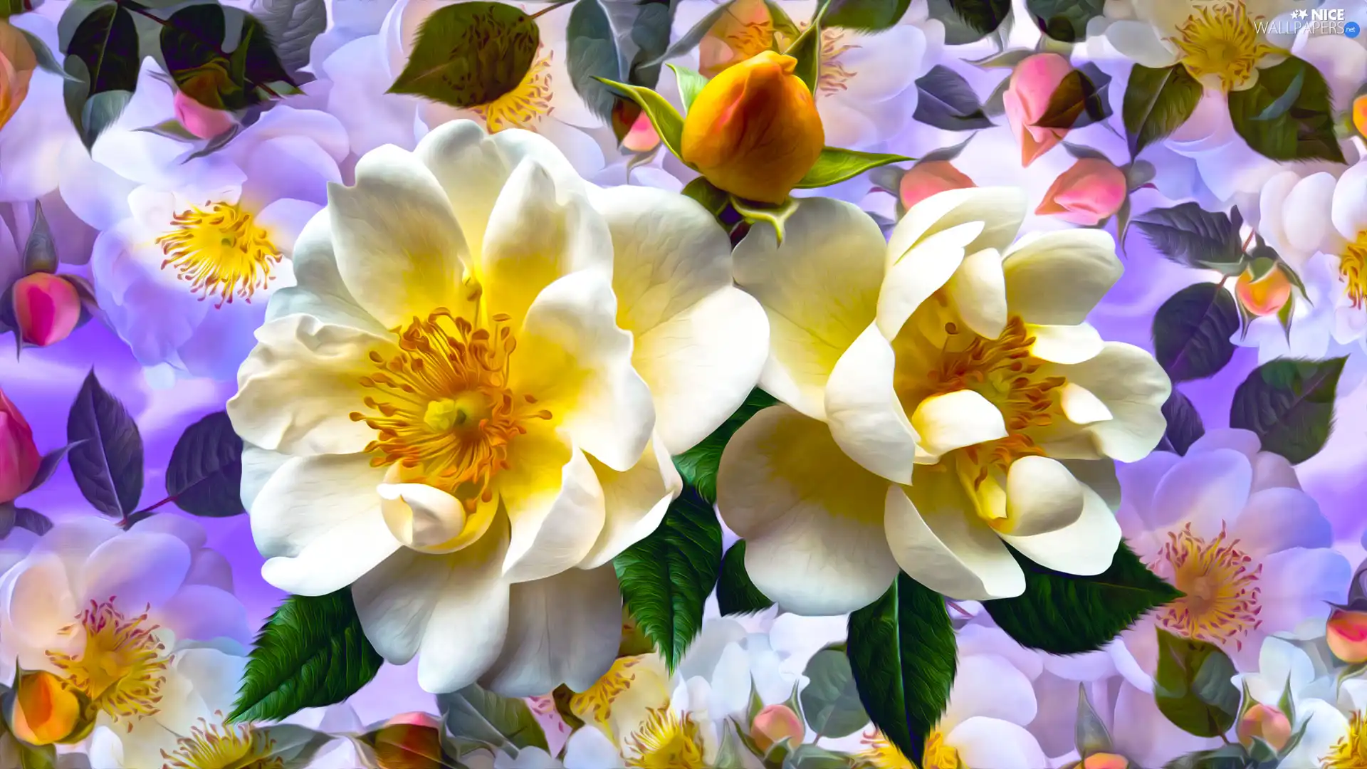 background, graphics, Briar, color, Flowers
