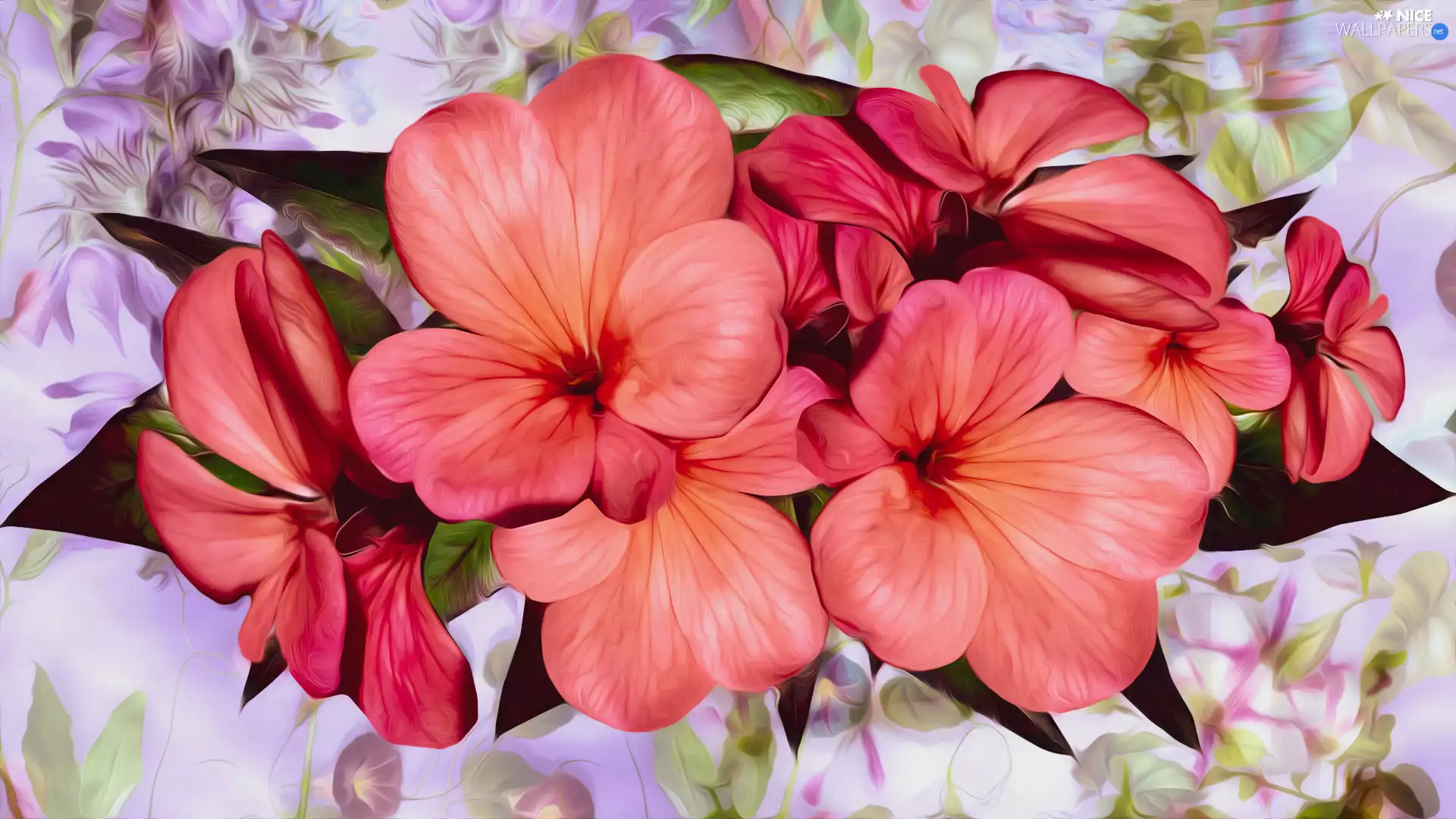 background, graphics, Flowers, color, Red